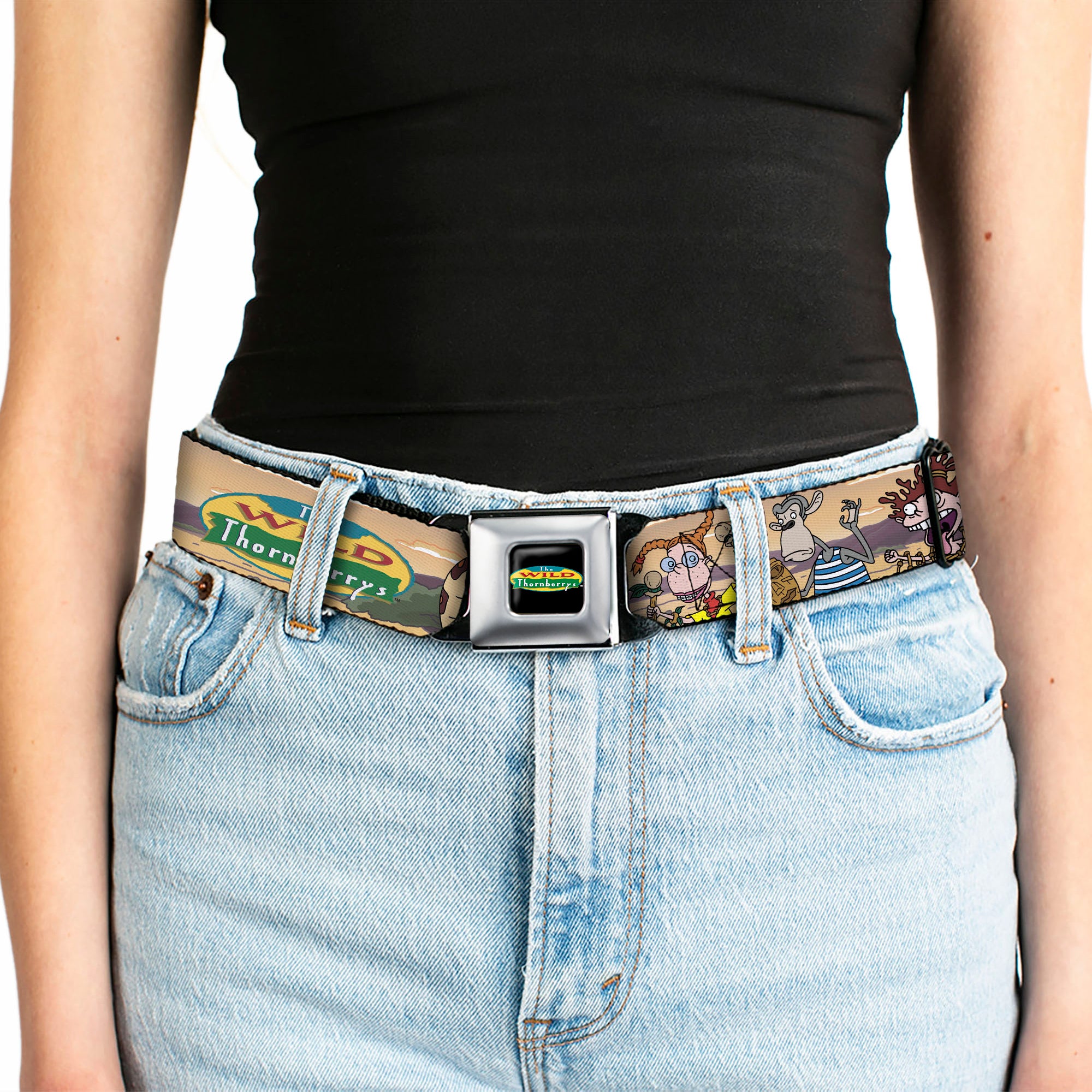 The Wild Thornberry's Logo Full Color Seatbelt Belt - The Wild Thornberry's Adventure Pose1 Tans Webbing Seatbelt Belts The Wild Thornberrys