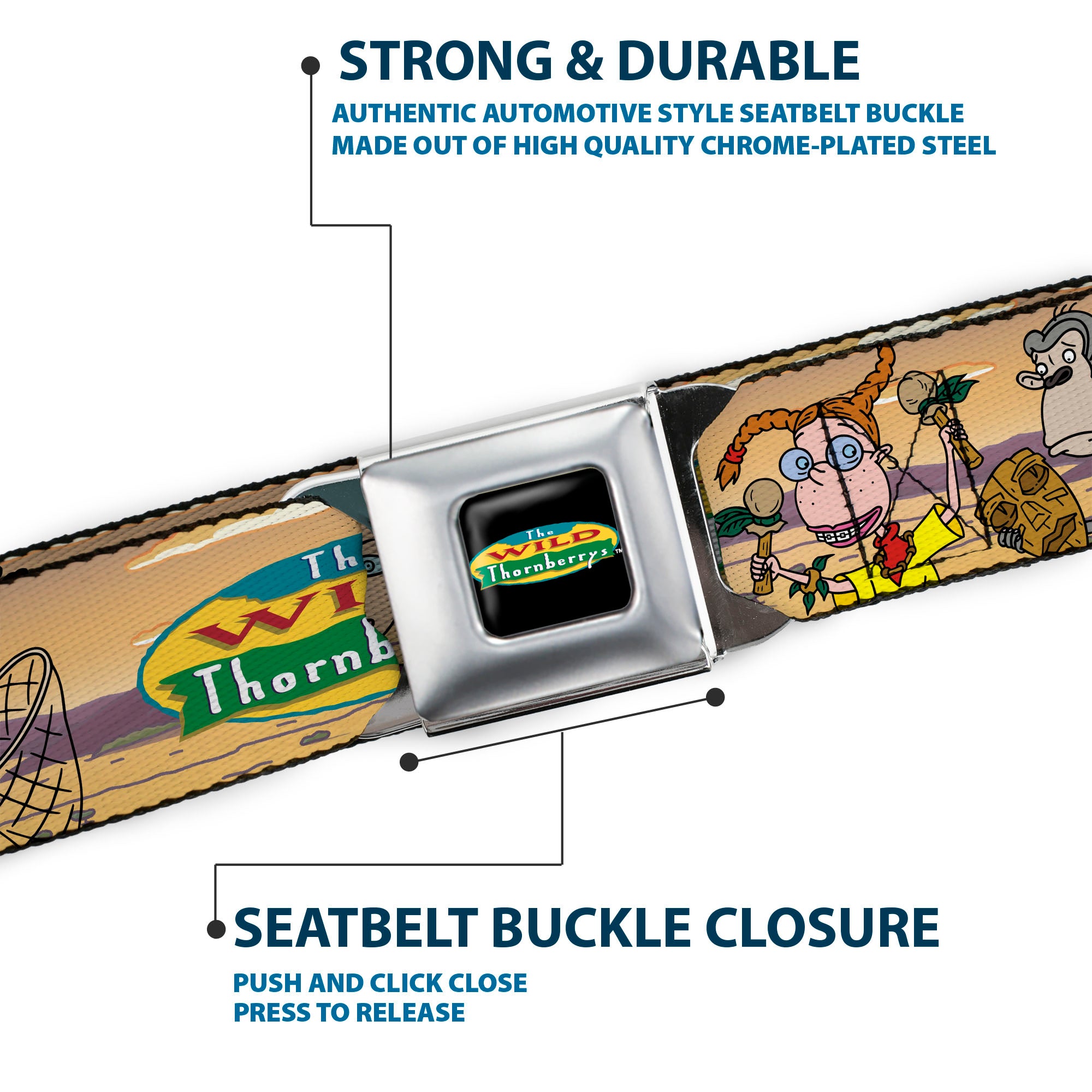 The Wild Thornberry's Logo Full Color Seatbelt Belt - The Wild Thornberry's Adventure Pose1 Tans Webbing Seatbelt Belts The Wild Thornberrys