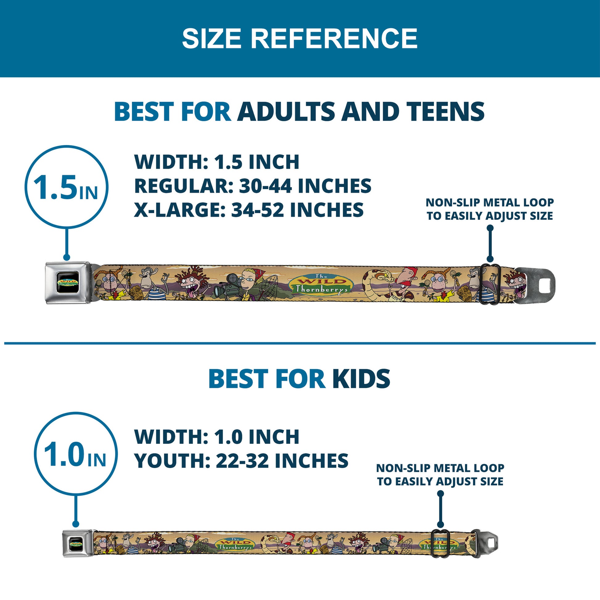 The Wild Thornberry's Logo Full Color Seatbelt Belt - The Wild Thornberry's Adventure Pose1 Tans Webbing Seatbelt Belts The Wild Thornberrys