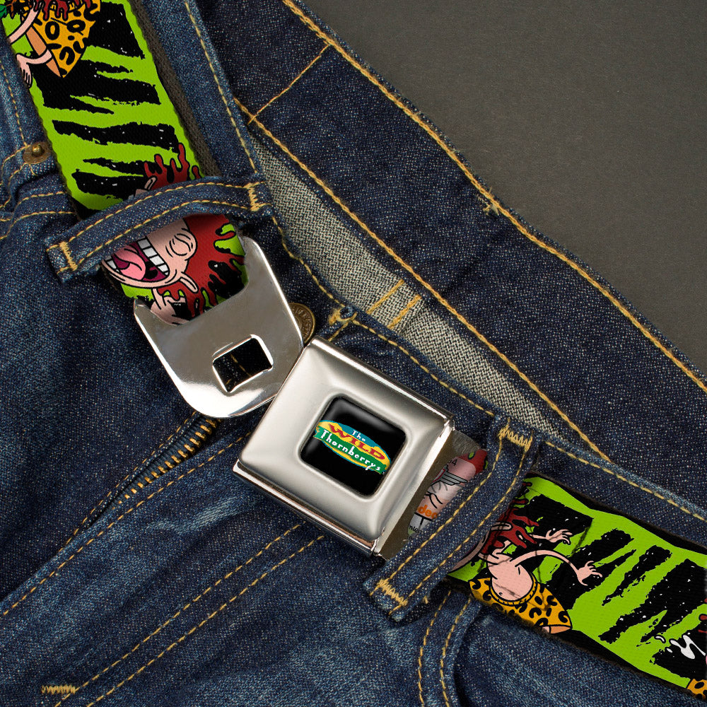 The Wild Thornberry's Logo Full Color Seatbelt Belt - Donnie Thornberry Wild Poses/Stripe Black/Green Webbing Seatbelt Belts The Wild Thornberrys