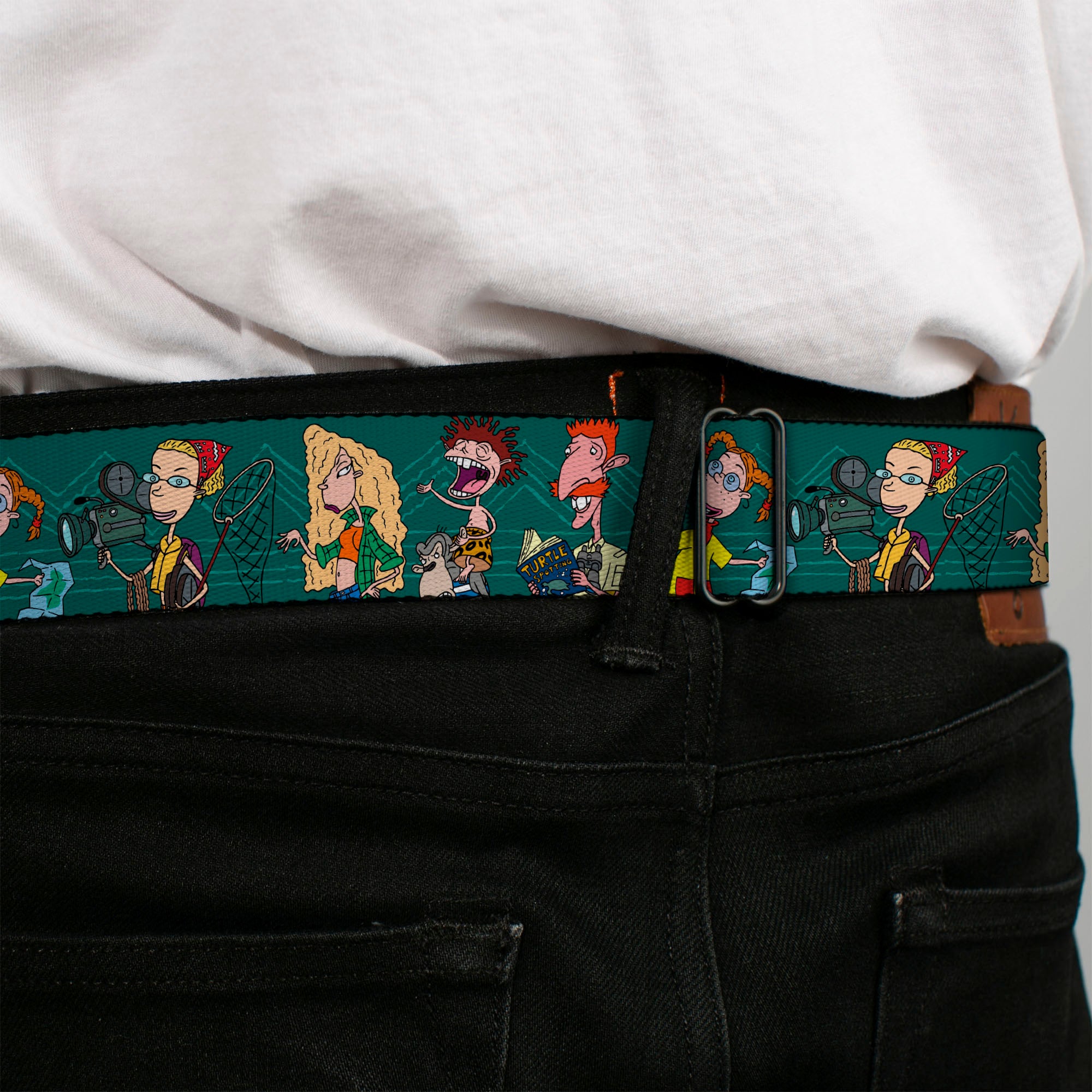 The Wild Thornberry's Logo Full Color Seatbelt Belt - The Wild Thornberry's Family Pose2 Teals Webbing Seatbelt Belts The Wild Thornberrys