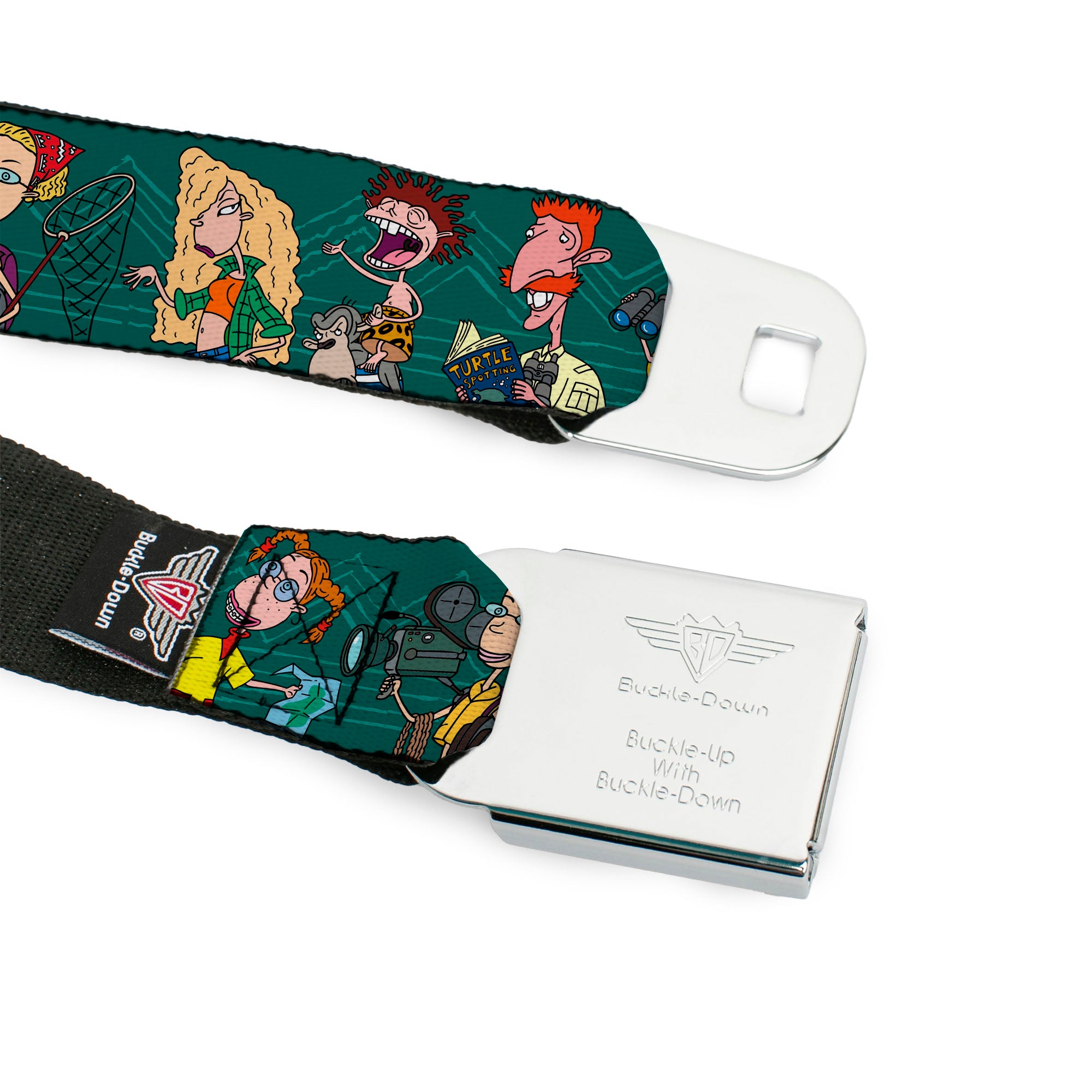 The Wild Thornberry's Logo Full Color Seatbelt Belt - The Wild Thornberry's Family Pose2 Teals Webbing Seatbelt Belts The Wild Thornberrys