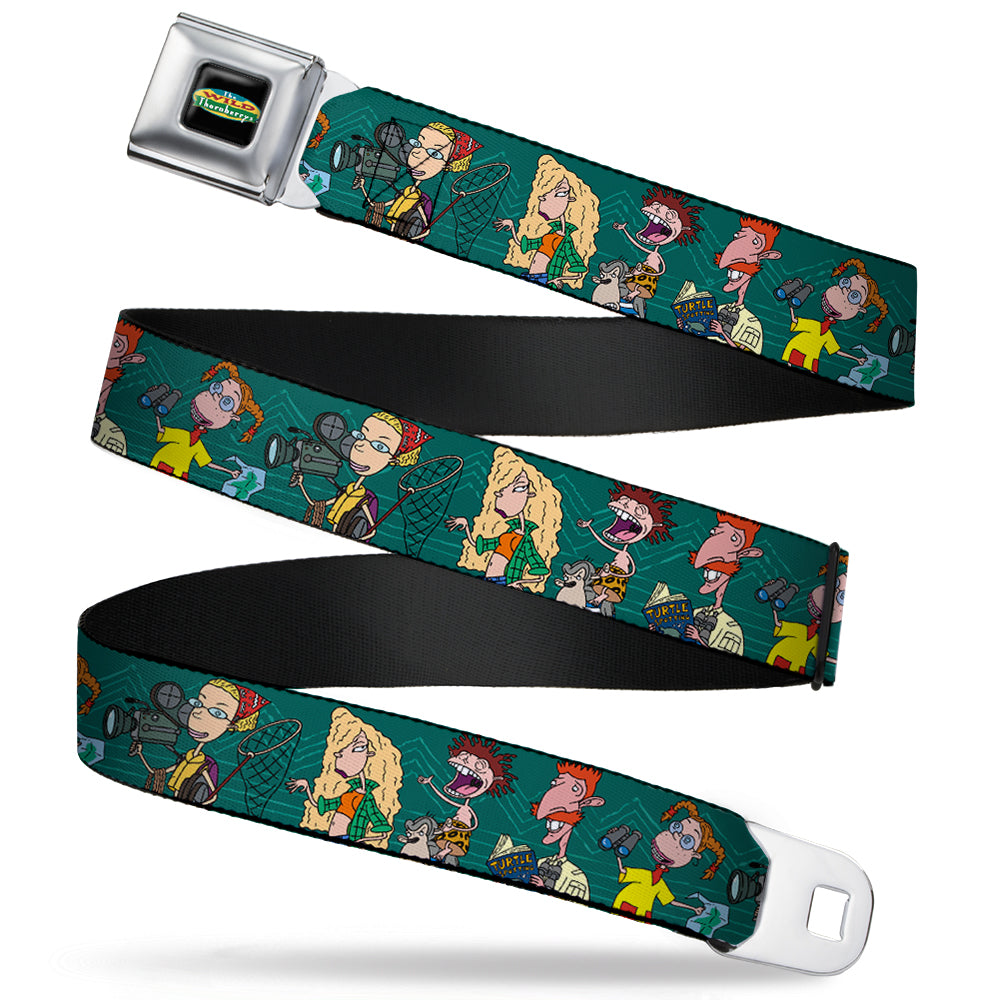 The Wild Thornberry's Logo Full Color Seatbelt Belt - The Wild Thornberry's Family Pose2 Teals Webbing Seatbelt Belts The Wild Thornberrys