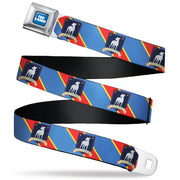 TED LASSO Title Logo Full Color Blue/White Seatbelt Belt - Ted Lasso AFC Richmond Logo Stripe Blue/Yellow/Red Webbing Seatbelt Belts Ted Lasso