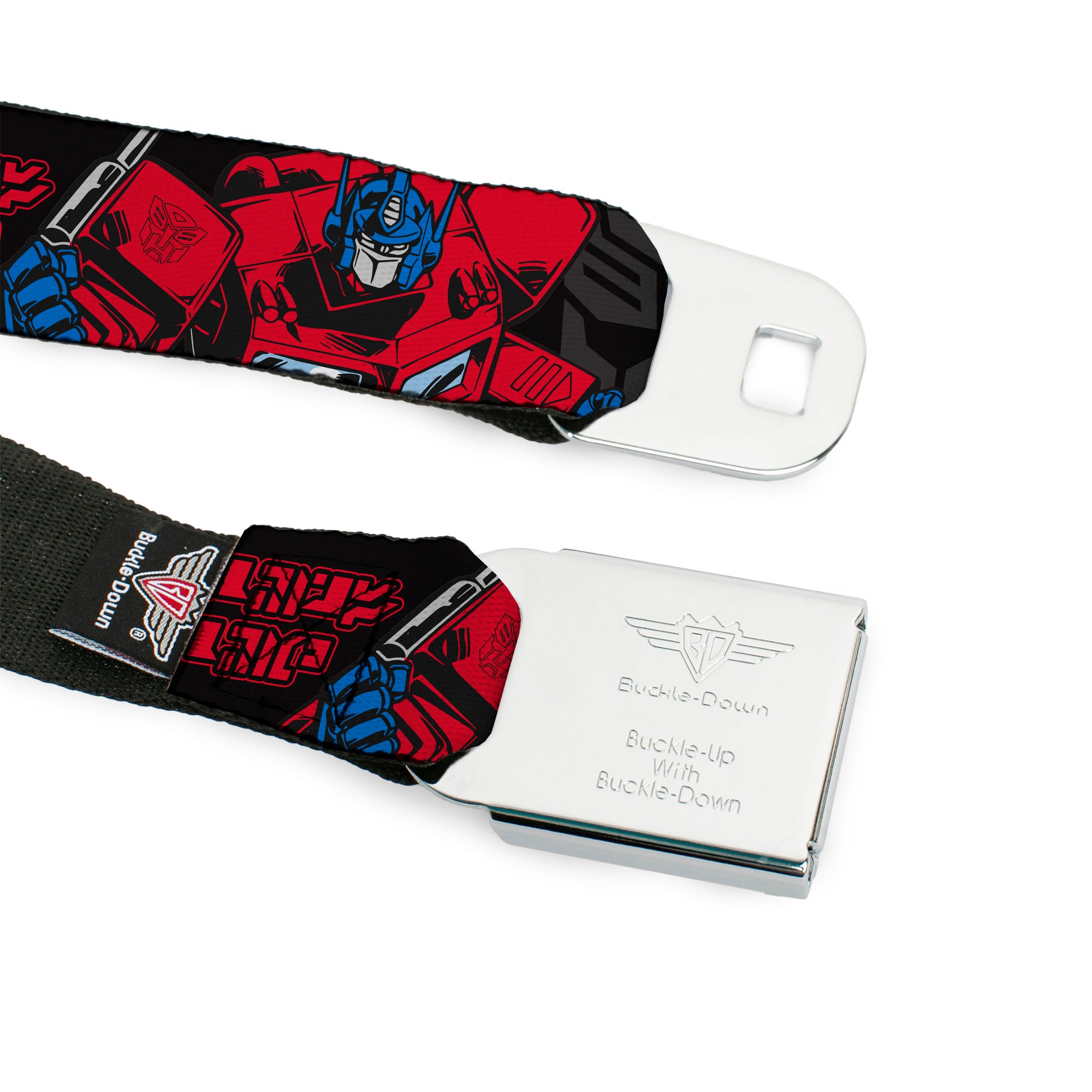 Transformers Autobots Icon Full Color Red/Black Seatbelt Belt - Transformers Generations Optimus Prime Pose and Autobot Icon Black/Gray/Red Webbing Seatbelt Belts Hasbro