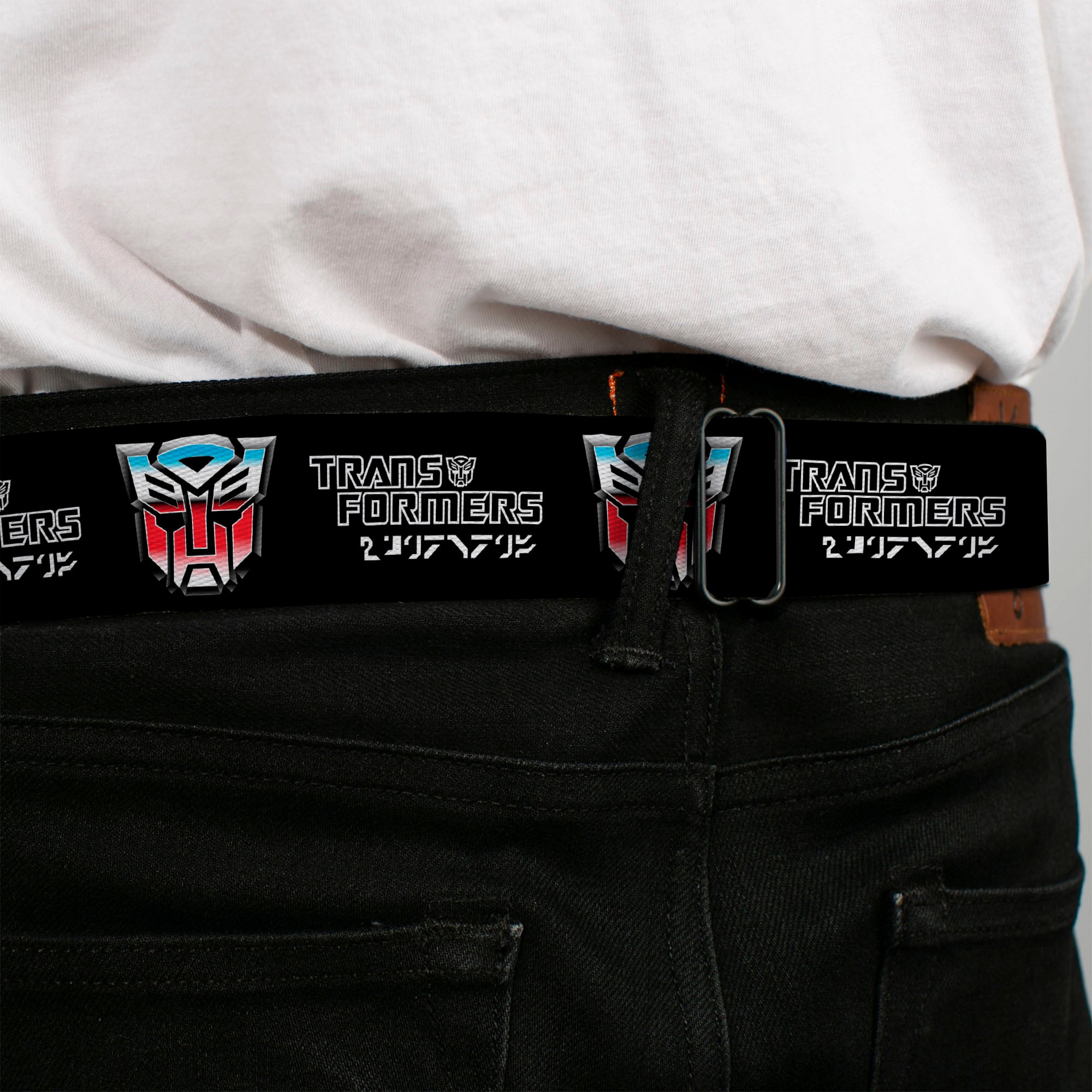 Transformers Autobots Icon Full Color Black/Blues/Red/White Seatbelt Belt - TRANSFORMERS Autobots Cybertronian Icon Black/Blues/Red/White Webbing Seatbelt Belts Hasbro