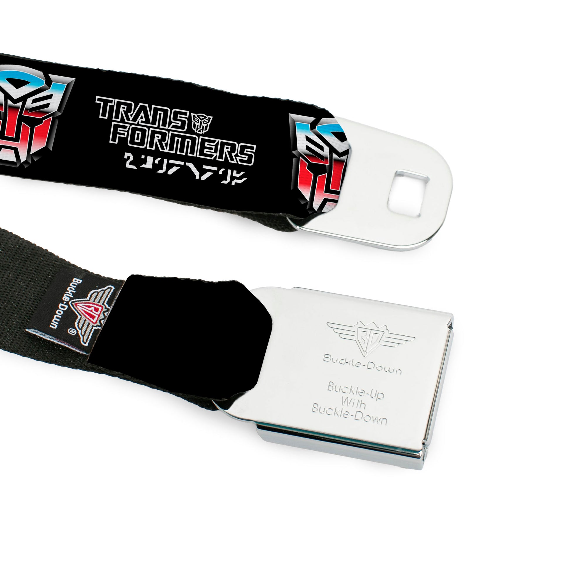 Transformers Autobots Icon Full Color Black/Blues/Red/White Seatbelt Belt - TRANSFORMERS Autobots Cybertronian Icon Black/Blues/Red/White Webbing Seatbelt Belts Hasbro