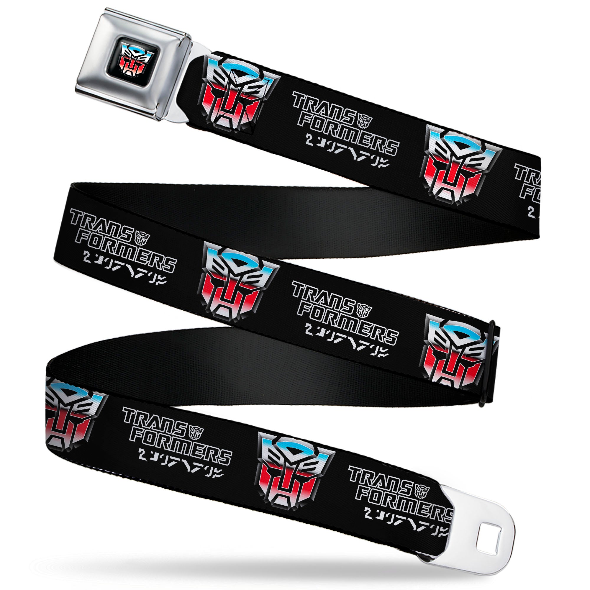 Transformers Autobots Icon Full Color Black/Blues/Red/White Seatbelt Belt - TRANSFORMERS Autobots Cybertronian Icon Black/Blues/Red/White Webbing Seatbelt Belts Hasbro