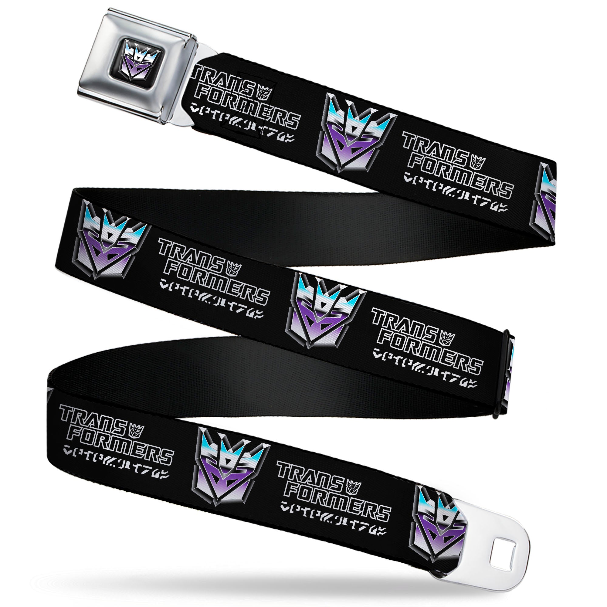 Transformers Decepticons Icon Full Color Black/Grays/Purples Seatbelt Belt - TRANSFORMERS Decepticons Cybertronian Icon Black/Grays/Purples Webbing Seatbelt Belts Hasbro