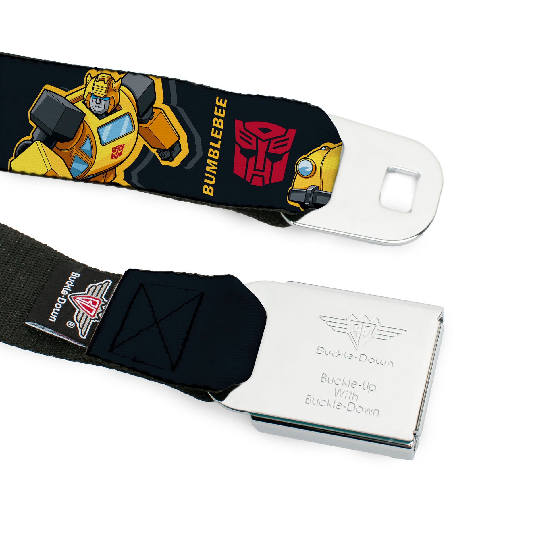 Transformers Autobots Icon Full Color Black/Yellow Seatbelt Belt - Transformers Generations BUMBLEBEE G1 84 Poses Autobot Icon Black/Yellows/Red Webbing Seatbelt Belts Hasbro