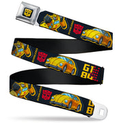 Transformers Autobots Icon Full Color Black/Yellow Seatbelt Belt - Transformers Generations BUMBLEBEE G1 84 Poses Autobot Icon Black/Yellows/Red Webbing Seatbelt Belts Hasbro