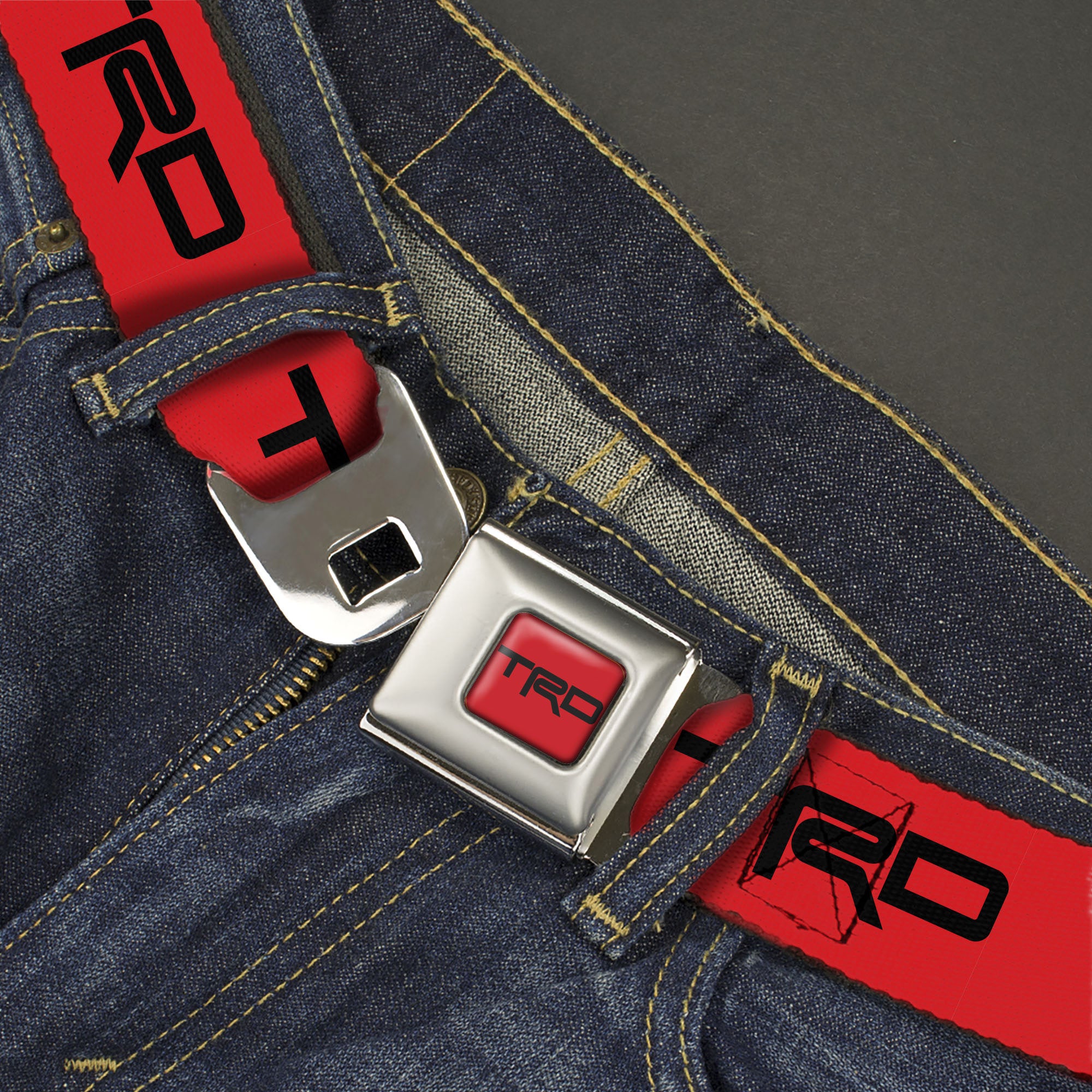 Toyota Racing Development TRD Logo Full Color Red/Black Seatbelt Belt - TRD Logo Red/Black Webbing Seatbelt Belts Toyota