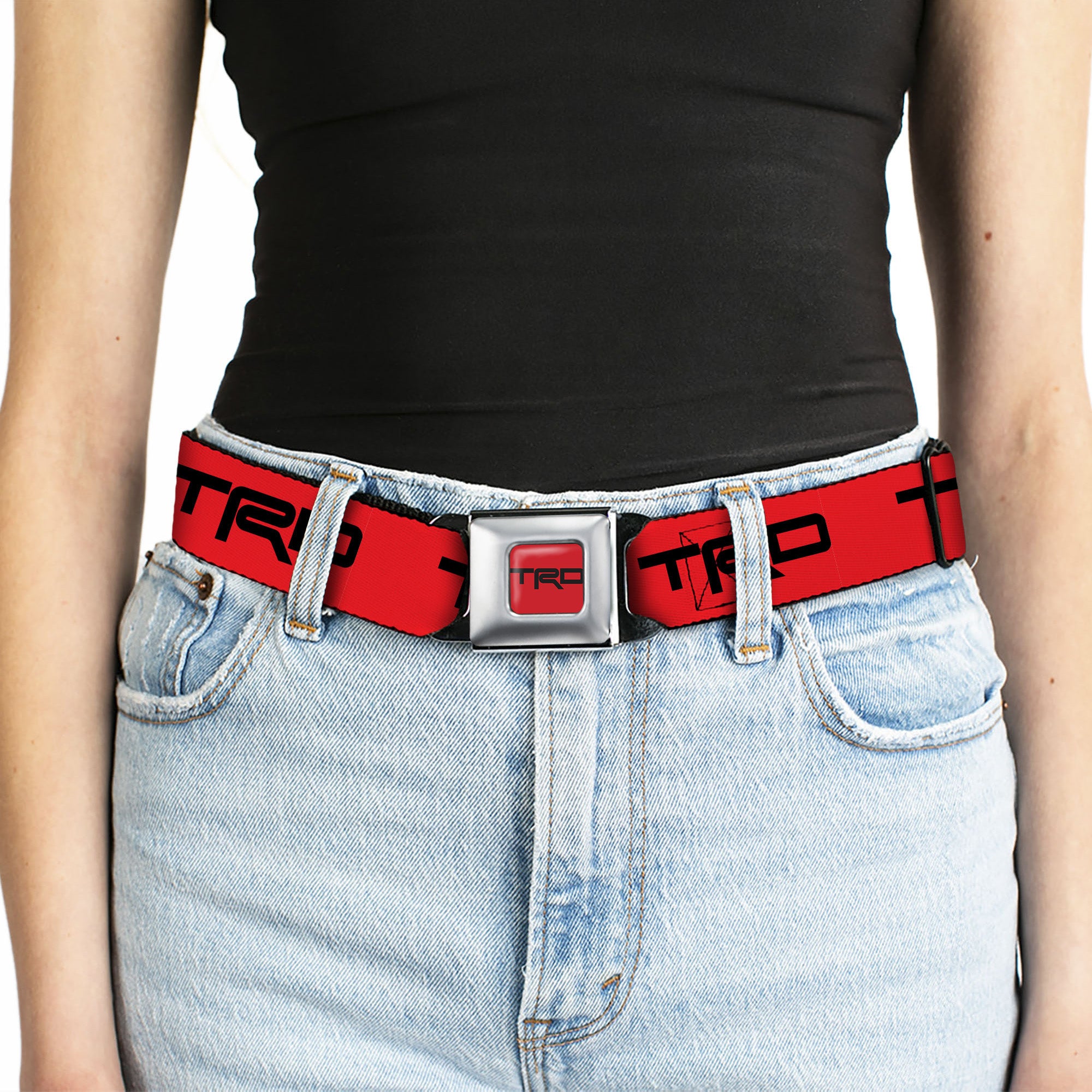 Toyota Racing Development TRD Logo Full Color Red/Black Seatbelt Belt - TRD Logo Red/Black Webbing Seatbelt Belts Toyota