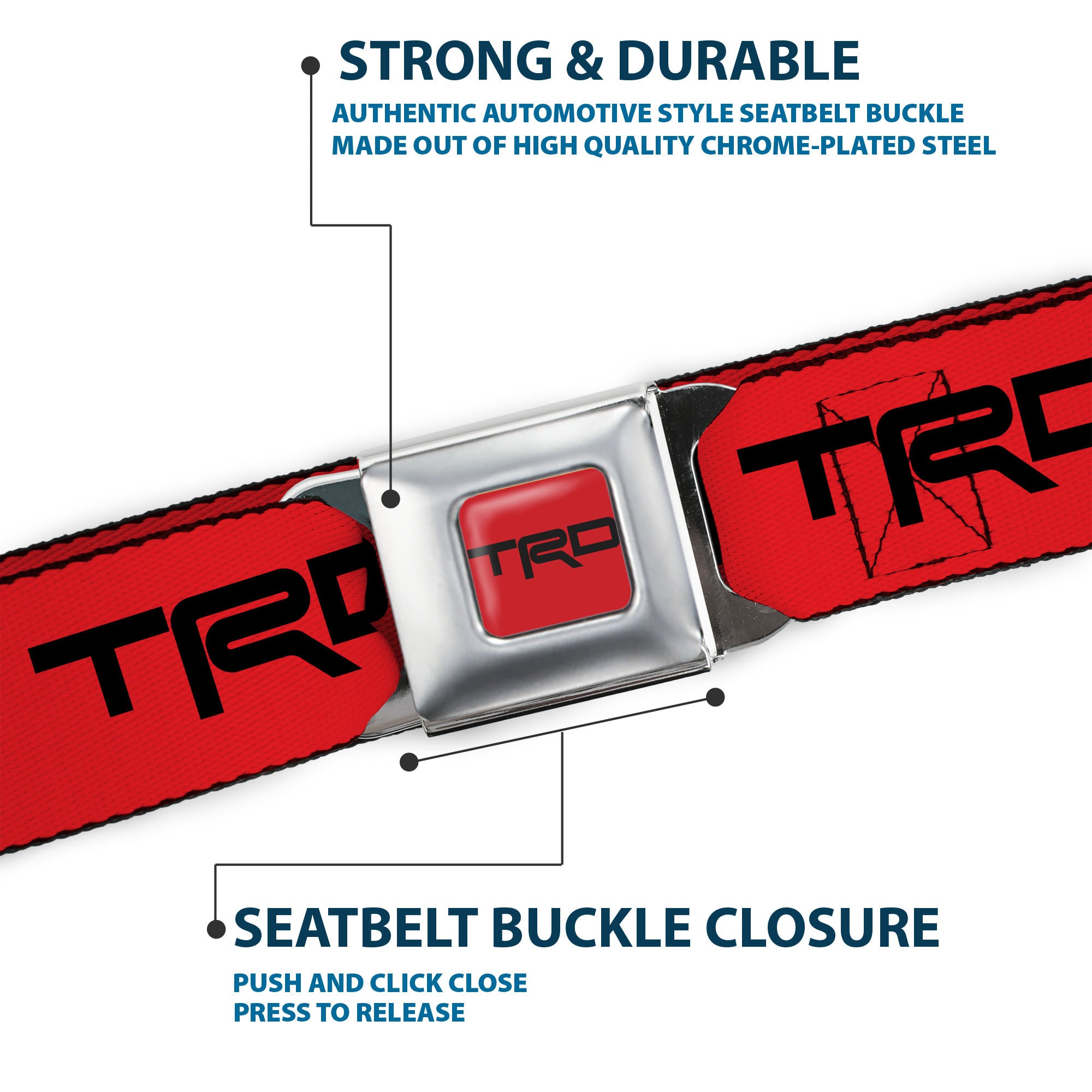 Toyota Racing Development TRD Logo Full Color Red/Black Seatbelt Belt - TRD Logo Red/Black Webbing Seatbelt Belts Toyota