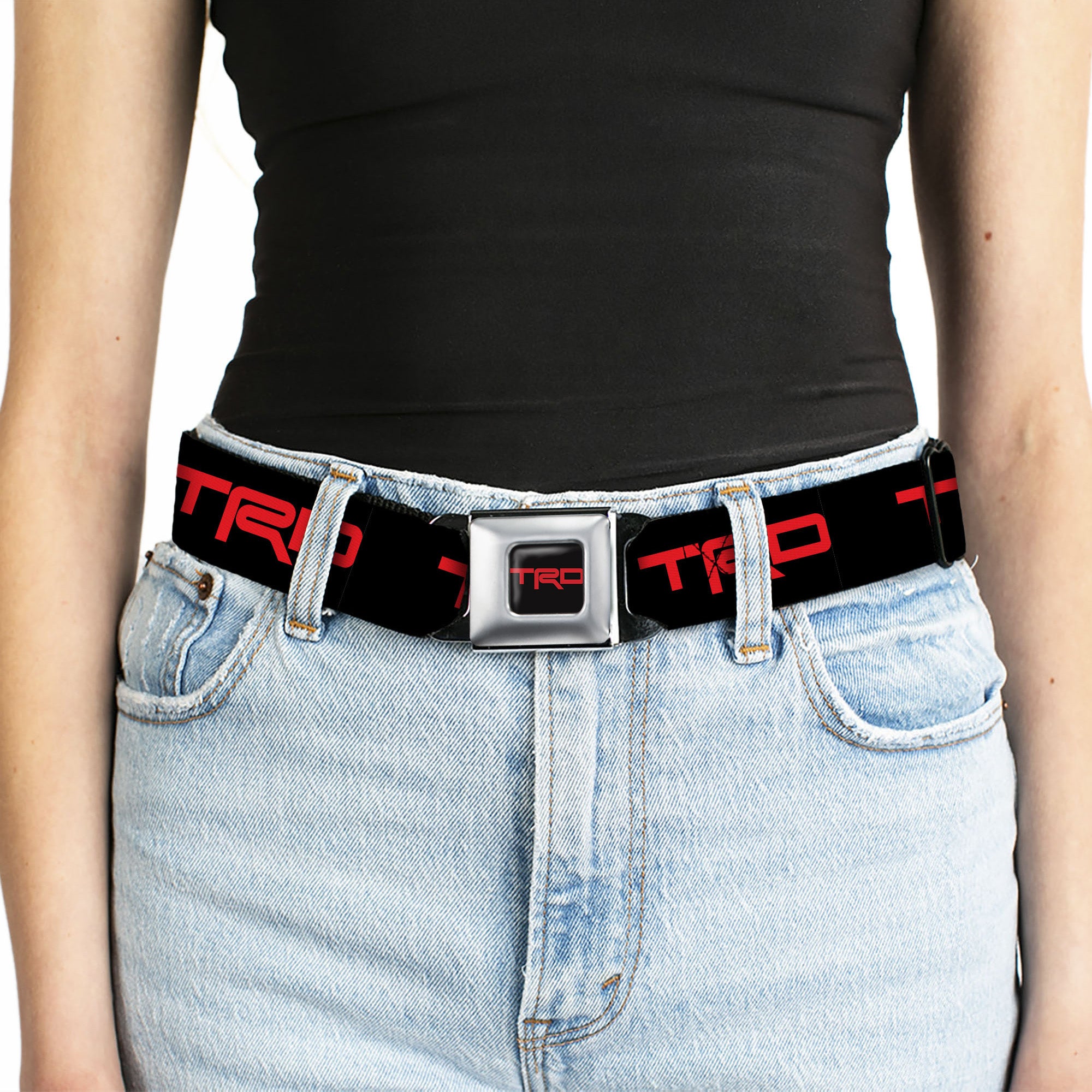 Toyota Racing Development TRD Logo Full Color Black/Red Seatbelt Belt - Toyota Racing Development TRD Logo Black/Red Webbing Seatbelt Belts Toyota