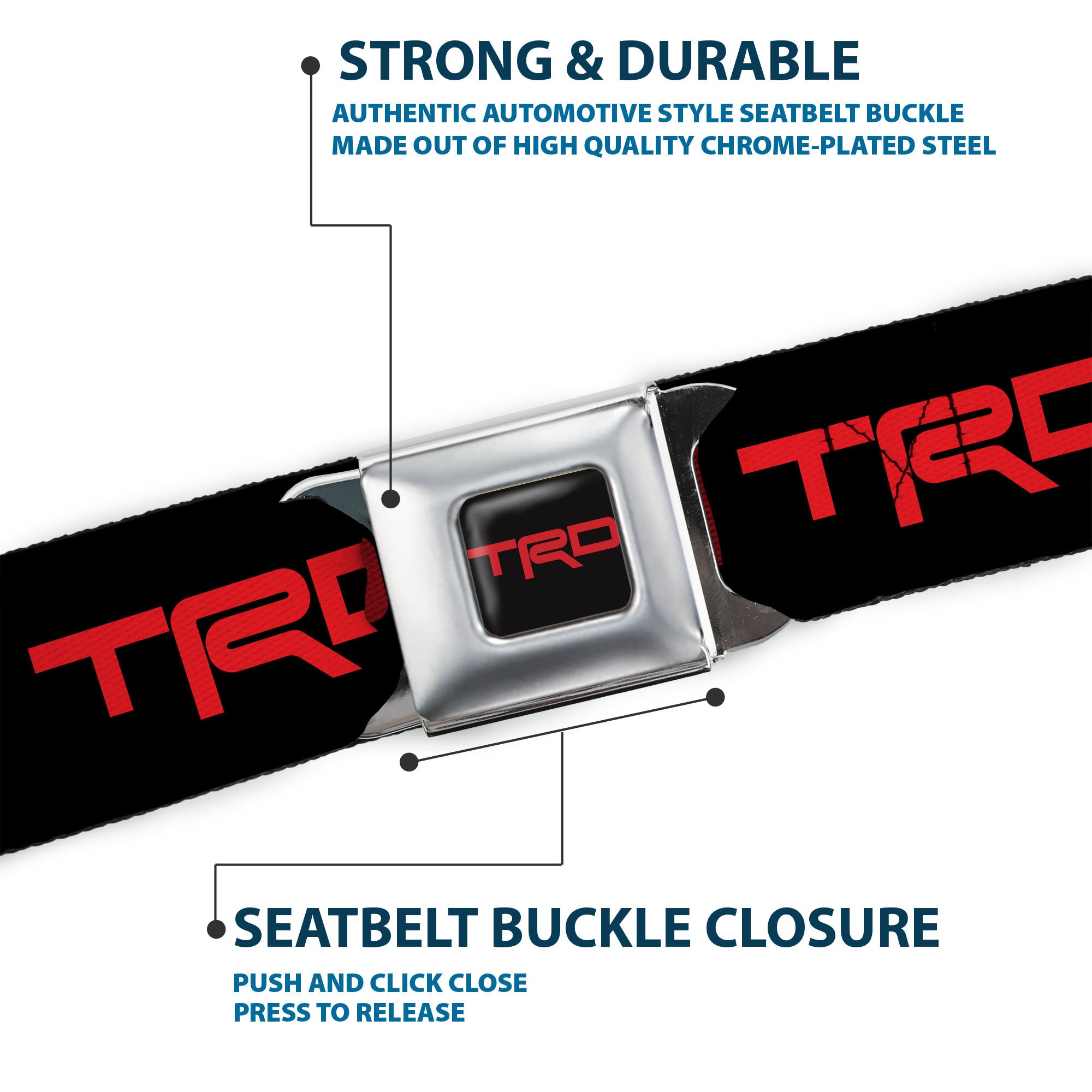 Toyota Racing Development TRD Logo Full Color Black/Red Seatbelt Belt - Toyota Racing Development TRD Logo Black/Red Webbing Seatbelt Belts Toyota