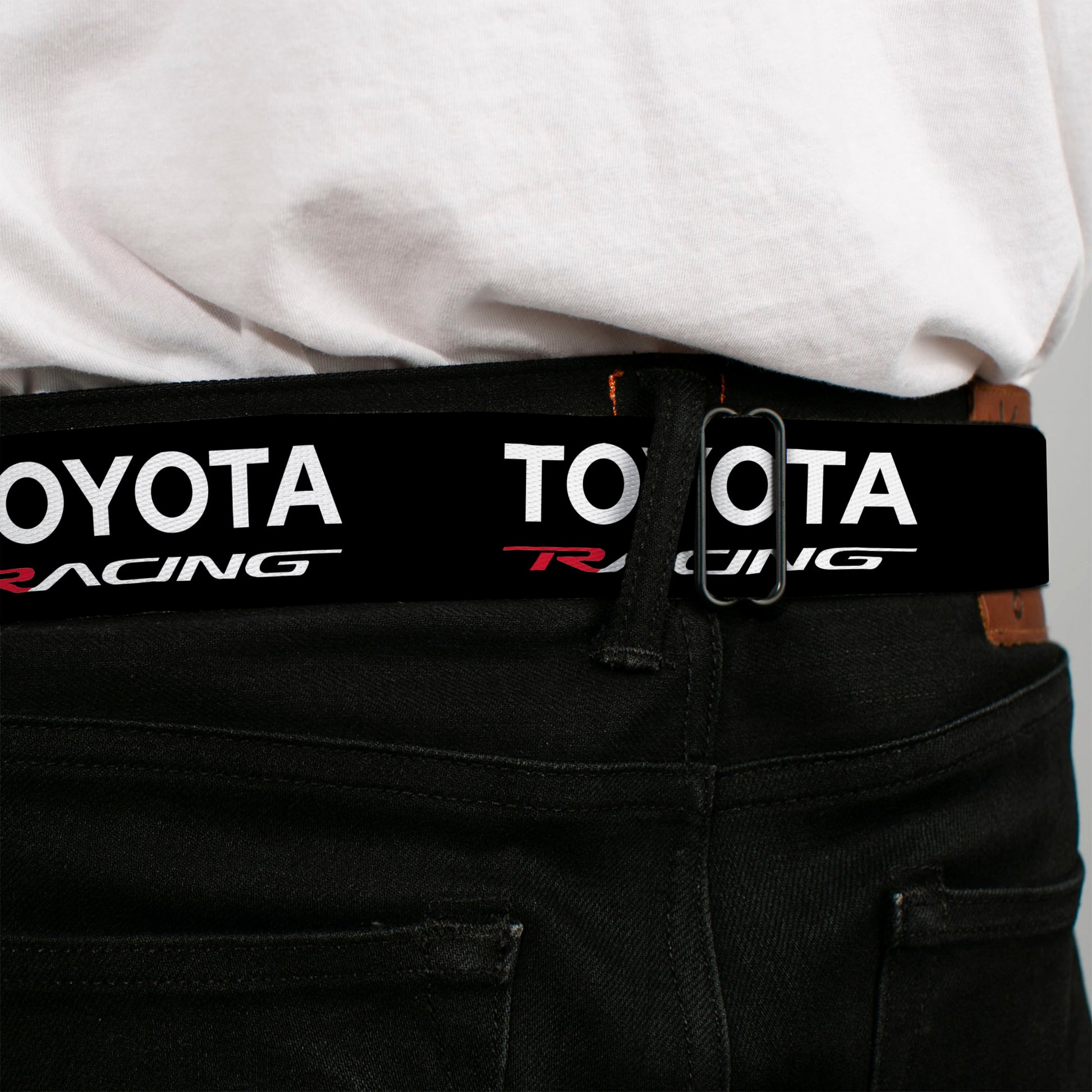 Toyota Racing Development TRD Logo Full Color Black/Red Seatbelt Belt - TRD TOYOTA RACING Text Black/White/Red Webbing Seatbelt Belts Toyota