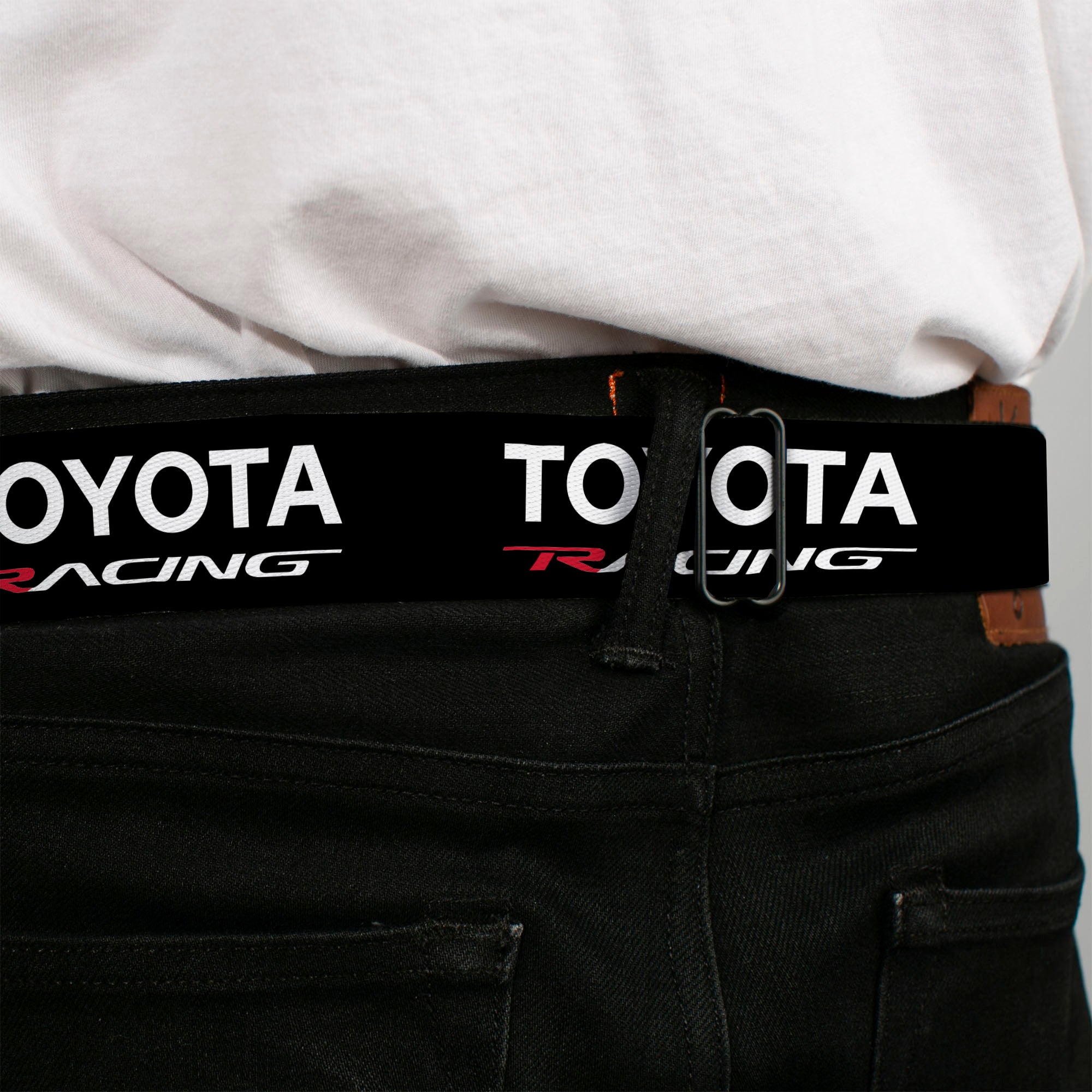 Toyota Racing Development TRD Logo Full Color Black/Red Seatbelt Belt - TRD TOYOTA RACING Text Black/White/Red Webbing Seatbelt Belts Toyota