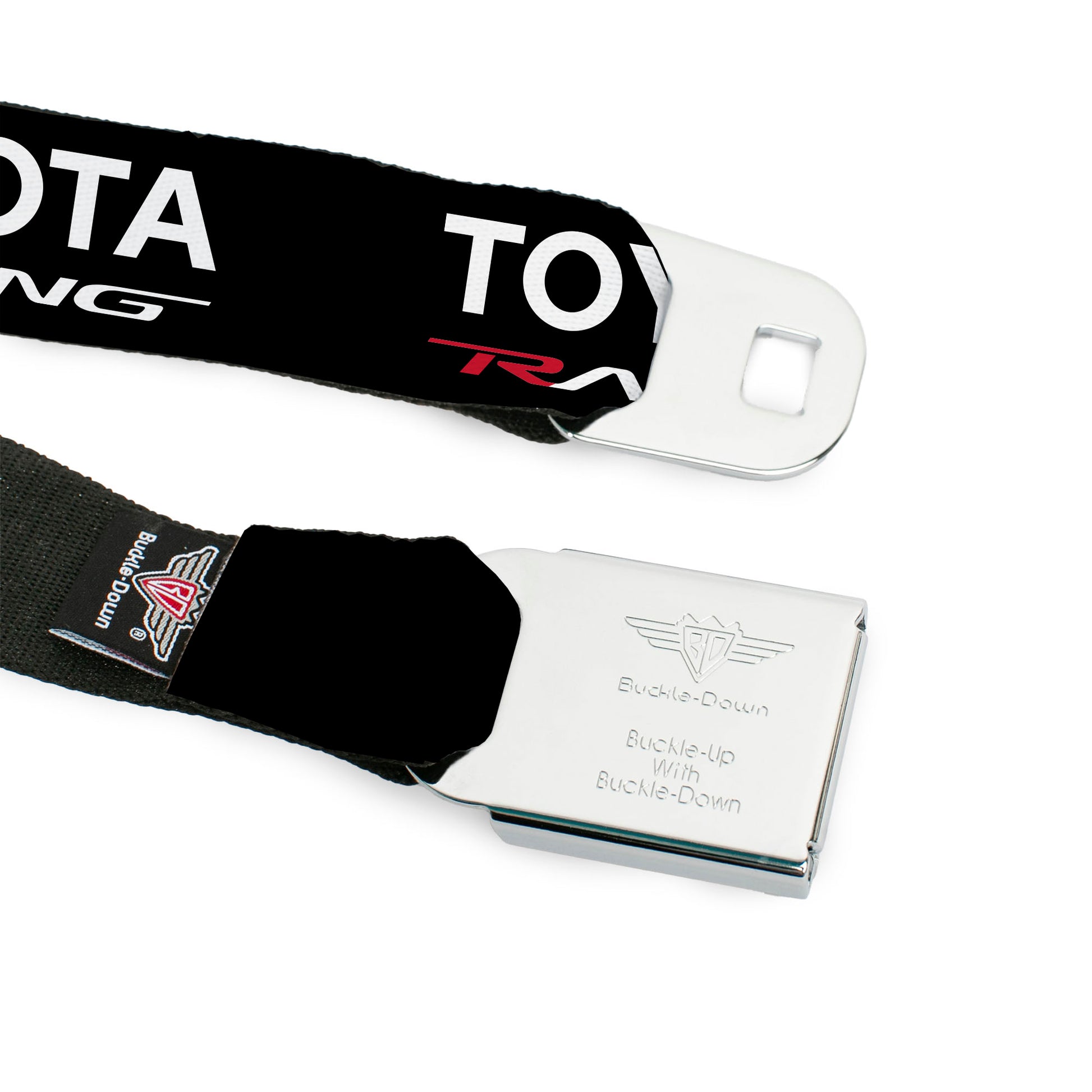 Toyota Racing Development TRD Logo Full Color Black/Red Seatbelt Belt - TRD TOYOTA RACING Text Black/White/Red Webbing Seatbelt Belts Toyota