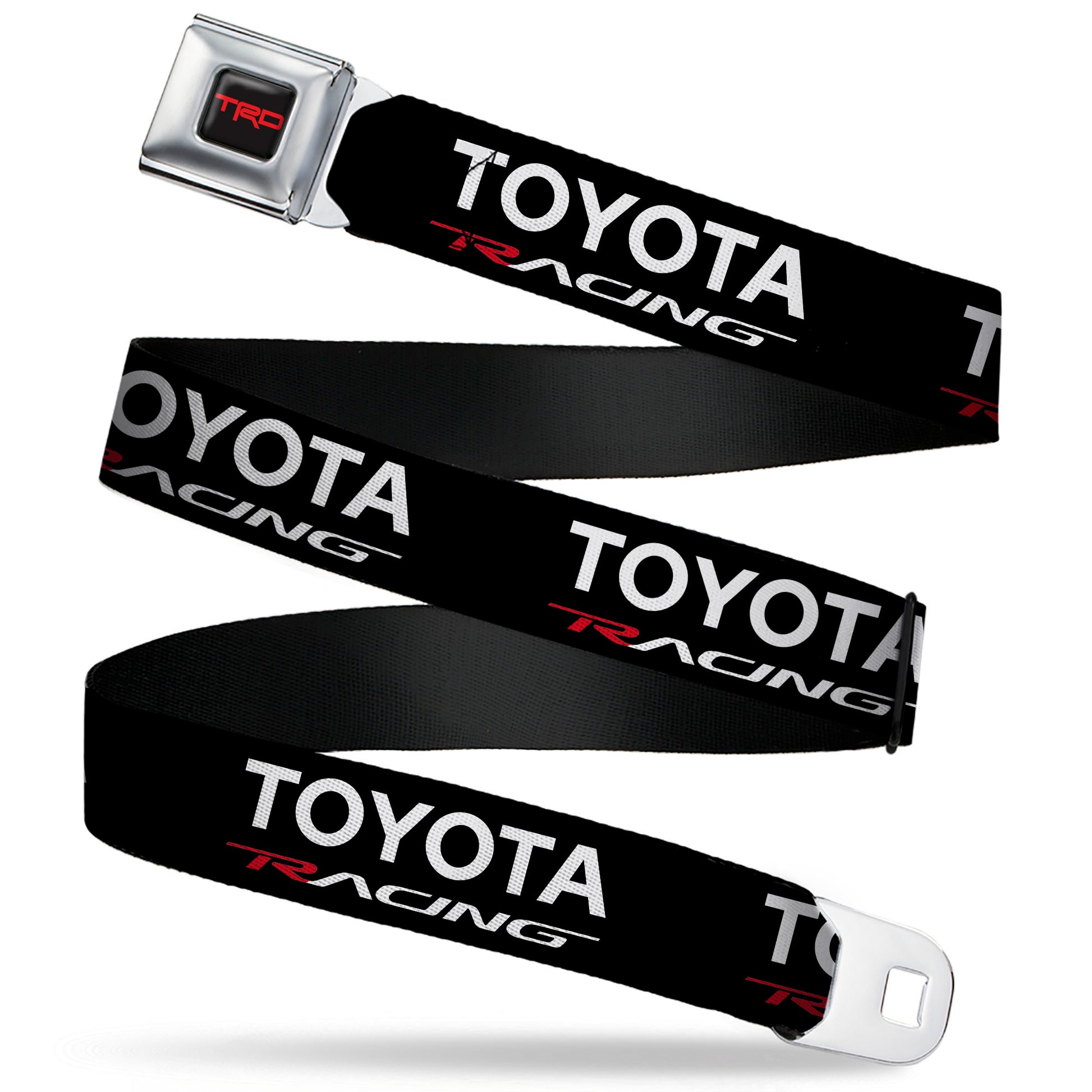Toyota Racing Development TRD Logo Full Color Black/Red Seatbelt Belt - TRD TOYOTA RACING Text Black/White/Red Webbing Seatbelt Belts Toyota
