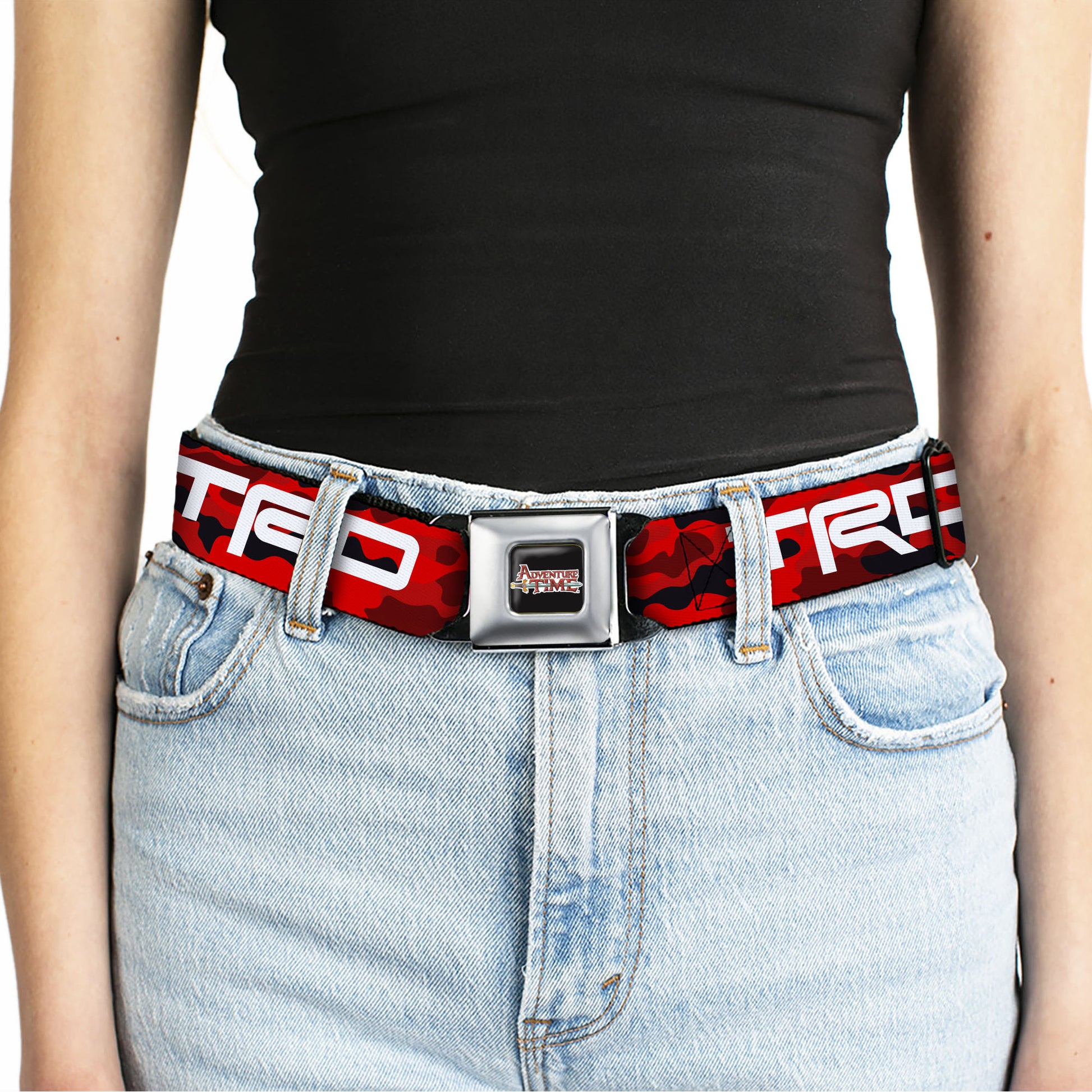 Toyota Racing Development TRD Logo Full Color Black/White Seatbelt Belt - Toyota Racing Development TRD Logo Camo Reds/White Webbing Seatbelt Belts Toyota