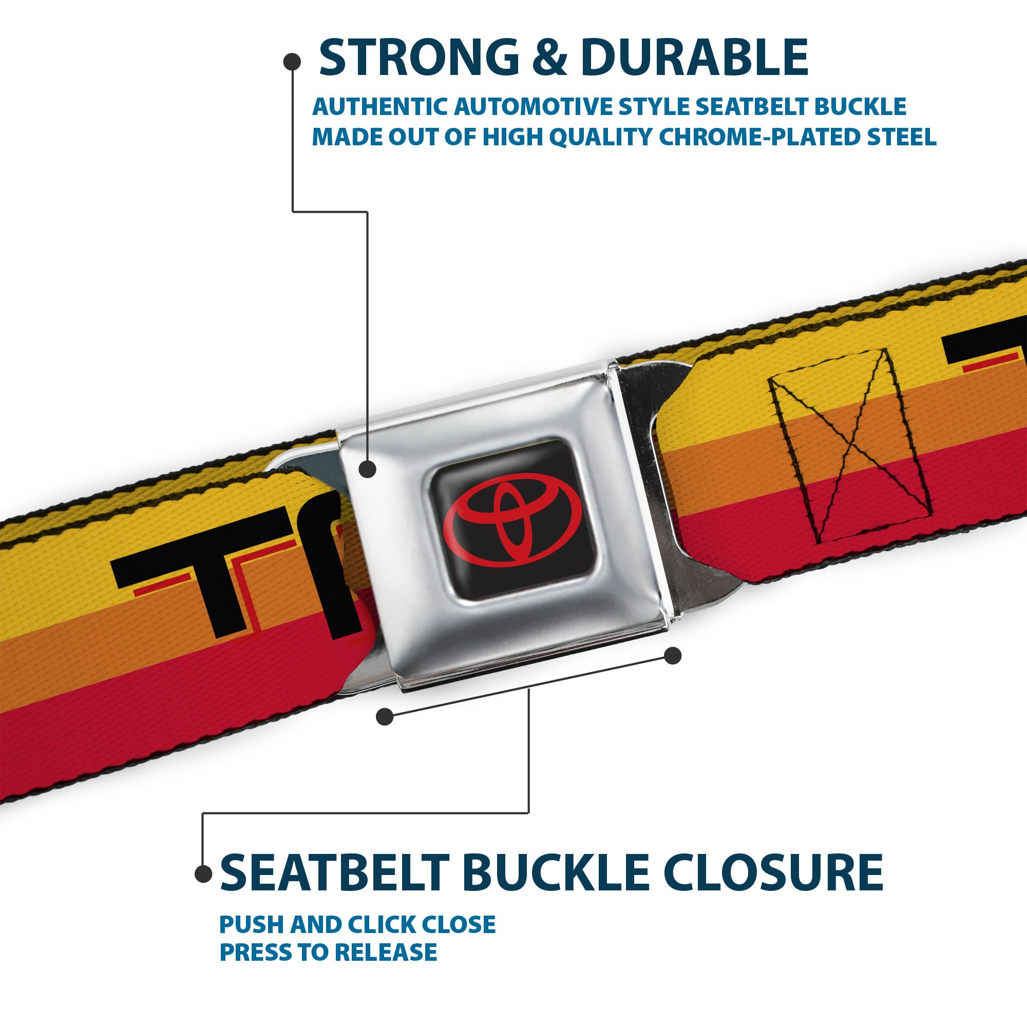 Toyota Logo Full Color Black/Red Seatbelt Belt - Toyota Racing Development TRD Logo Rally Stripe Sunset Webbing Seatbelt Belts Toyota