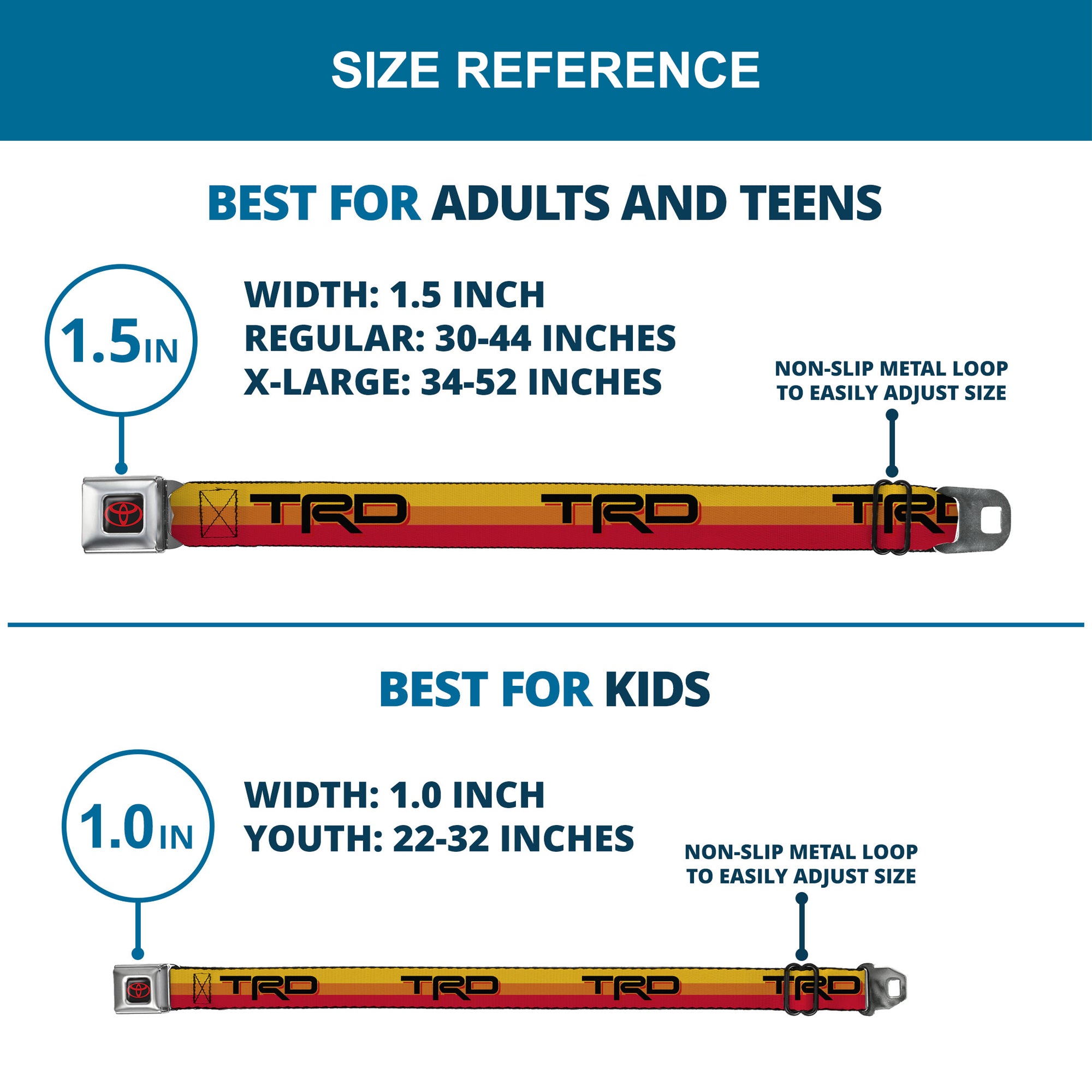 Toyota Logo Full Color Black/Red Seatbelt Belt - Toyota Racing Development TRD Logo Rally Stripe Sunset Webbing Seatbelt Belts Toyota