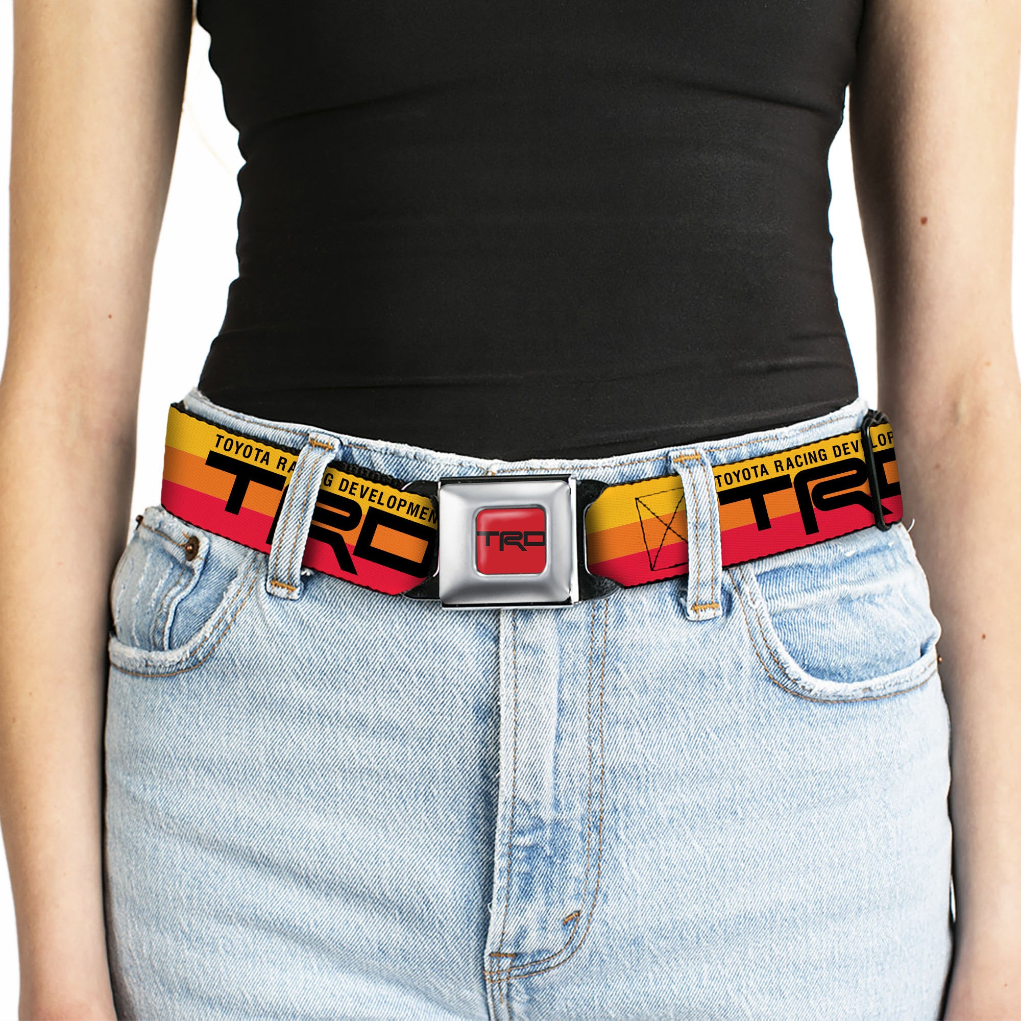 Toyota Racing Development TRD Logo Full Color Orange/Black Seatbelt Belt - TOYOTA RACING DEVELOPMENT TRD Logo Rally Stripe Sunset Webbing Seatbelt Belts Toyota