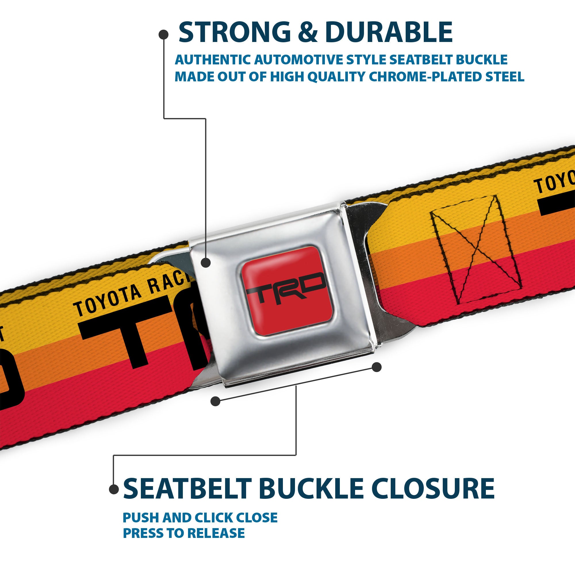 Toyota Racing Development TRD Logo Full Color Orange/Black Seatbelt Belt - TOYOTA RACING DEVELOPMENT TRD Logo Rally Stripe Sunset Webbing Seatbelt Belts Toyota
