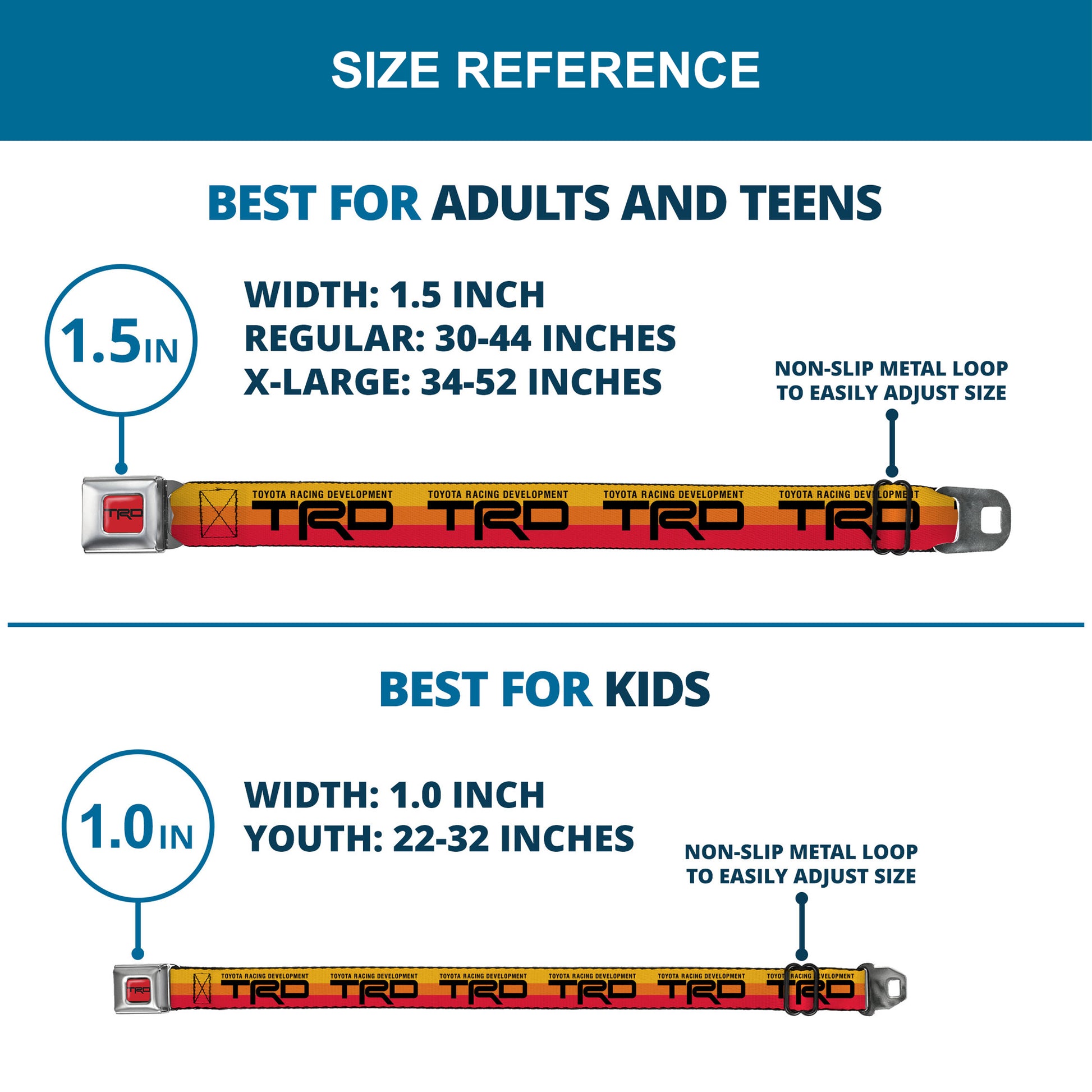 Toyota Racing Development TRD Logo Full Color Orange/Black Seatbelt Belt - TOYOTA RACING DEVELOPMENT TRD Logo Rally Stripe Sunset Webbing Seatbelt Belts Toyota