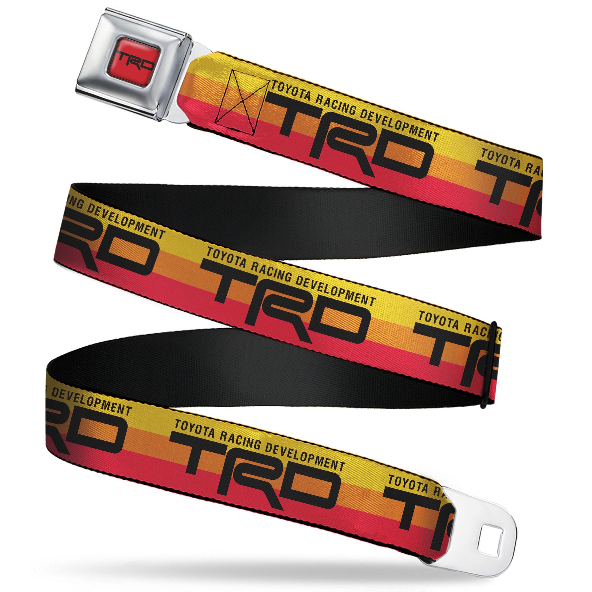 Toyota Racing Development TRD Logo Full Color Orange/Black Seatbelt Belt - TOYOTA RACING DEVELOPMENT TRD Logo Rally Stripe Sunset Webbing Seatbelt Belts Toyota