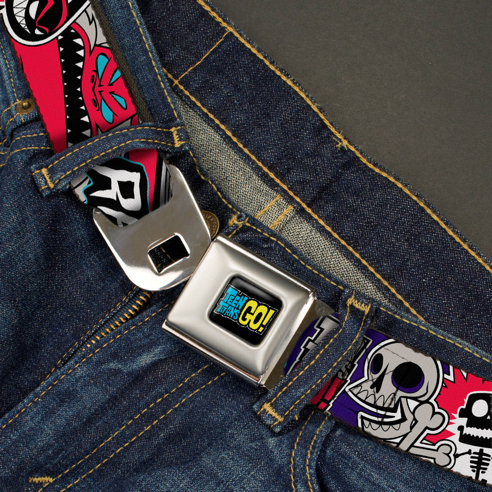 TEEN TITANS GO! Full Color Black Blue Yellow Seatbelt Belt - TEEN TITANS GO! RAVEN/Demon/Trigon Purple Webbing Seatbelt Belts DC Comics