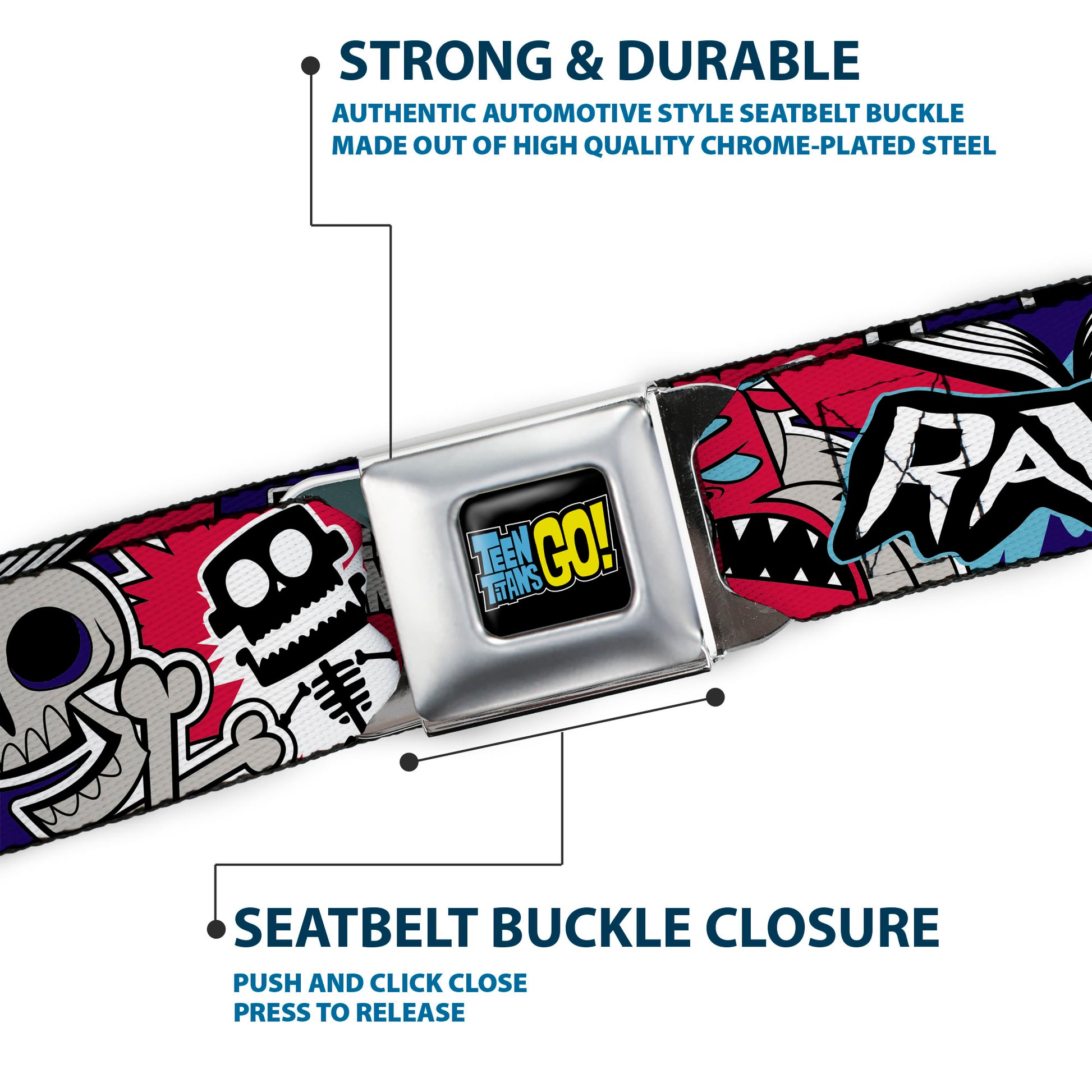 TEEN TITANS GO! Full Color Black Blue Yellow Seatbelt Belt - TEEN TITANS GO! RAVEN/Demon/Trigon Purple Webbing Seatbelt Belts DC Comics