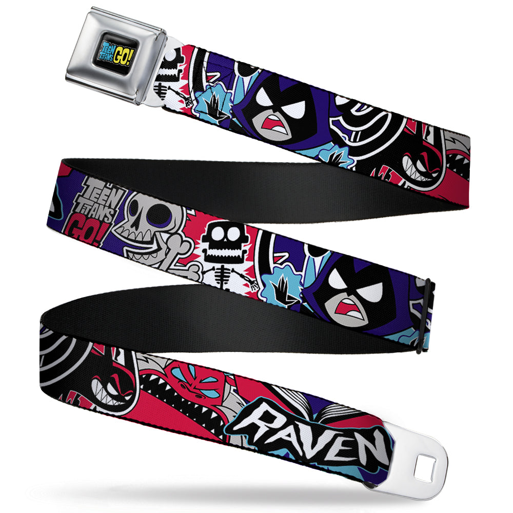 TEEN TITANS GO! Full Color Black Blue Yellow Seatbelt Belt - TEEN TITANS GO! RAVEN/Demon/Trigon Purple Webbing Seatbelt Belts DC Comics