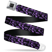 ANNABELLE Title Logo Full Color Black/White Seatbelt Belt - Annabelle Face and Eyeballs Squiggle Black/Purple Webbing Seatbelt Belts Annabelle