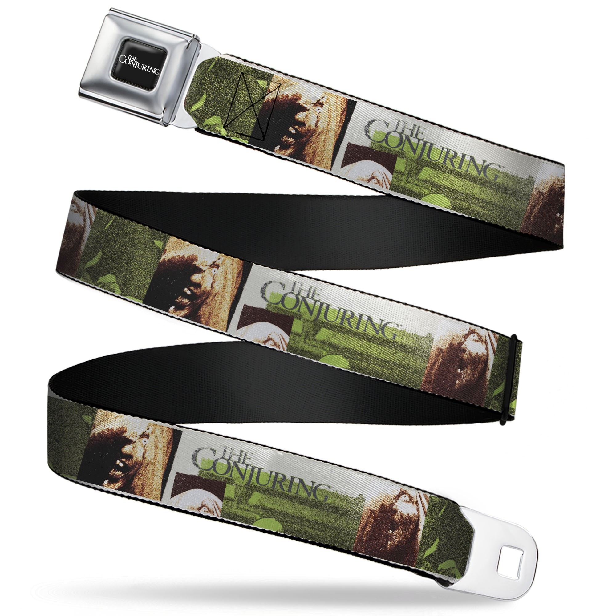THE CONJURING Title Logo Full Color Black/White Seatbelt Belt - THE CONJURING Possession Scenes and Title Logo Webbing Seatbelt Belts The Conjuring