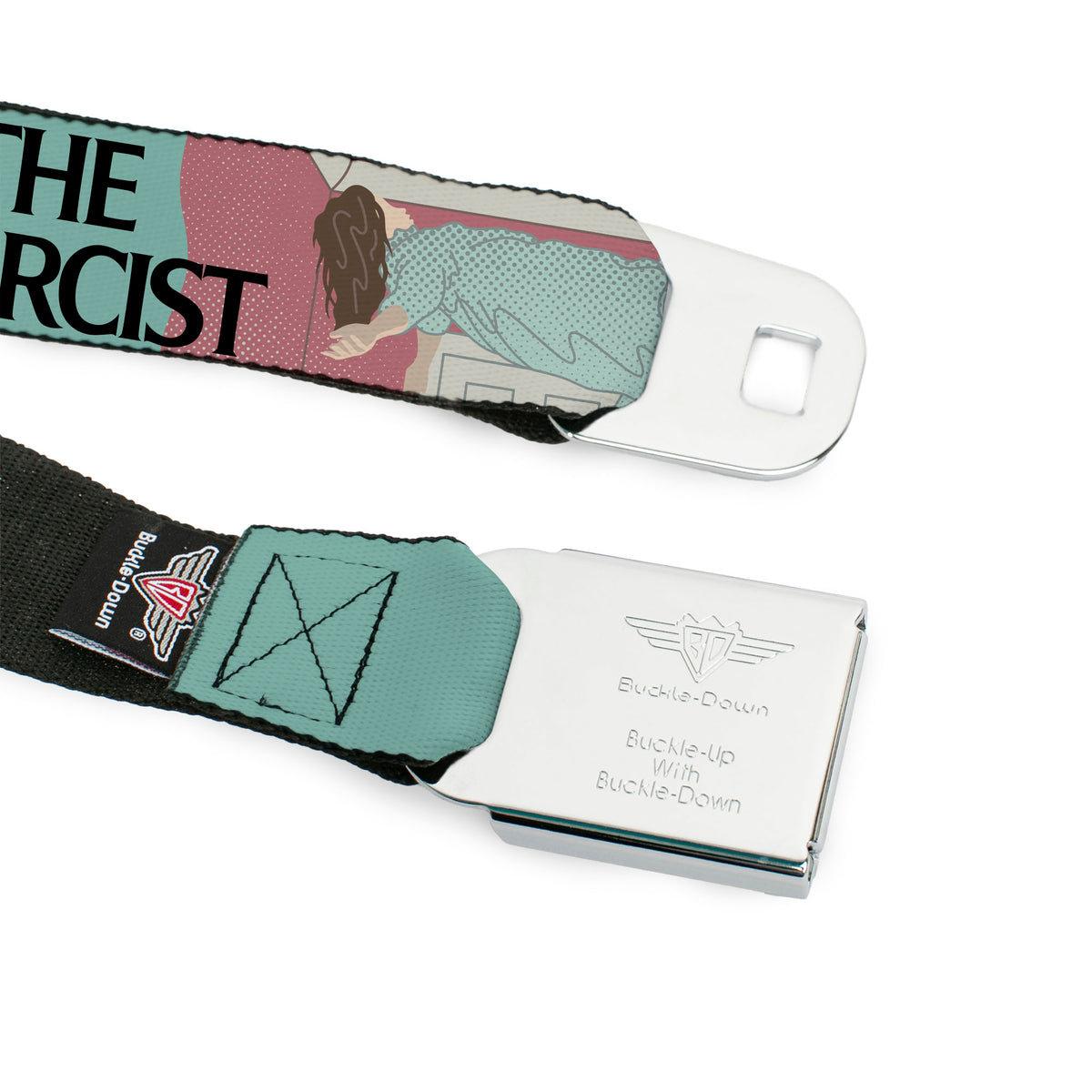 THE EXORCIST Title Logo Full Color Black/White Seatbelt Belt - THE EXORCIST I'M NOT REGAN Elevation Pose and Face Pop Art Webbing Seatbelt Belts The Exorcist