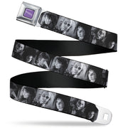 BEETLEJUICE Text Logo Full Color Purple/White Seatbelt Belt - Beetlejuice Character Face Blocks Black/White Webbing Seatbelt Belts Beetlejuice