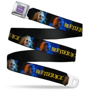 BEETLEJUICE Text Logo Full Color Purple/White Seatbelt Belt - BEETLEJUICE Title Logo and Expressions Black Webbing Seatbelt Belts Beetlejuice