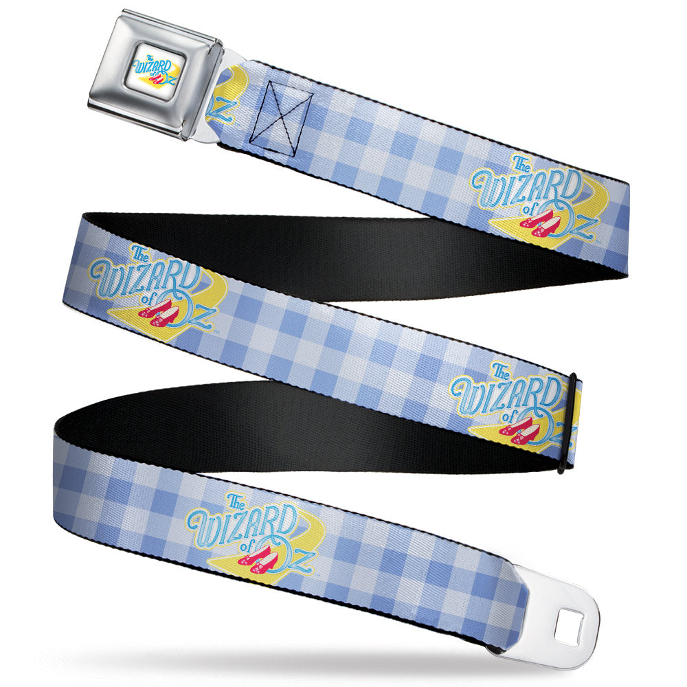 THE WIZARD OF OZ Logo Full Color White Seatbelt Belt - THE WIZARD OF OZ Logo Gingham Checker Blues Webbing Seatbelt Belts The Wizard of Oz