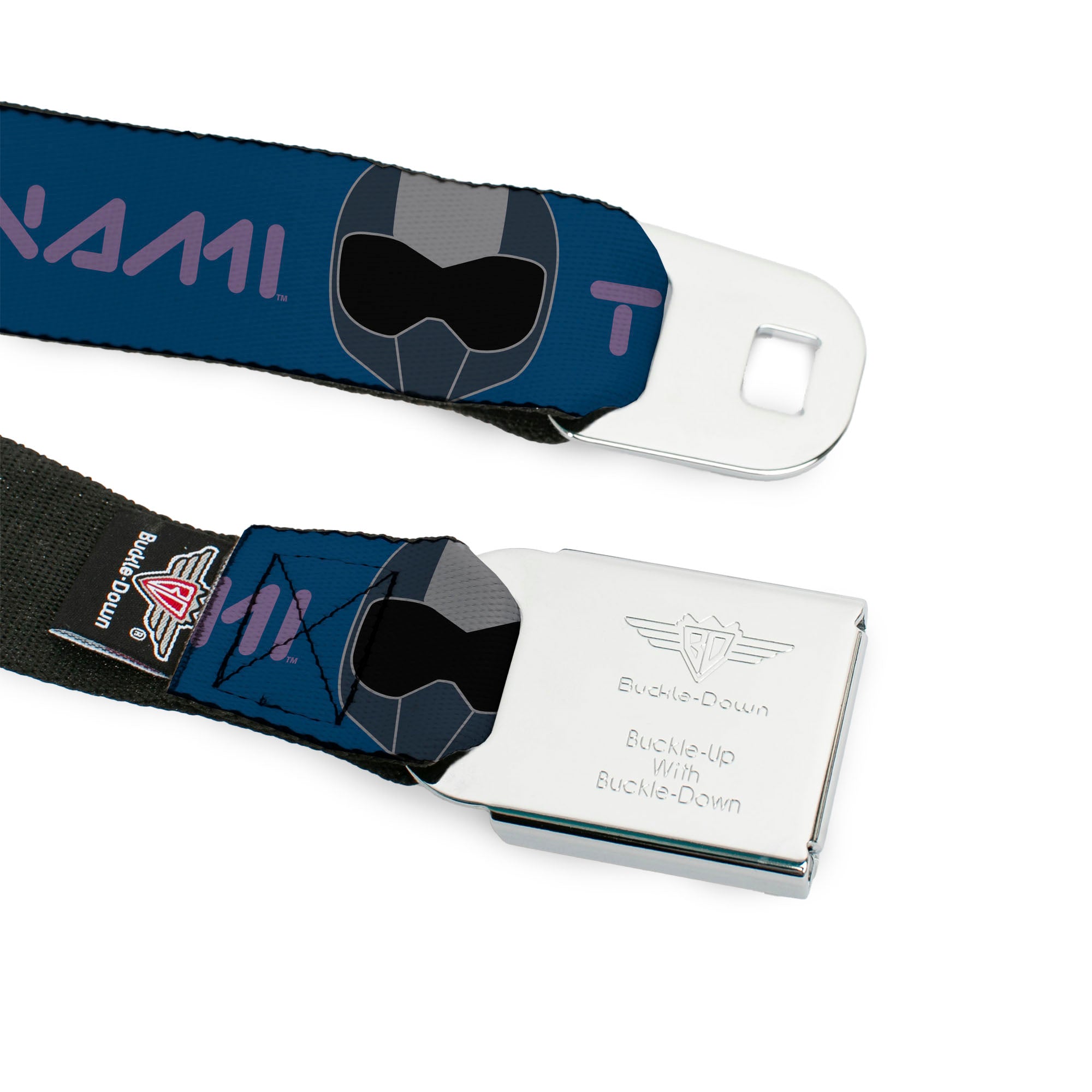 TOONAMI Title Logo Full Color Blue/Purple Seatbelt Belt - TOONAMI Title Logo and Robot TOM Head Blue/Purple/Grays Webbing Seatbelt Belts Toonami