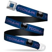 TOONAMI Title Logo Full Color Blue/Purple Seatbelt Belt - TOONAMI Title Logo and Robot TOM Head Blue/Purple/Grays Webbing Seatbelt Belts Toonami