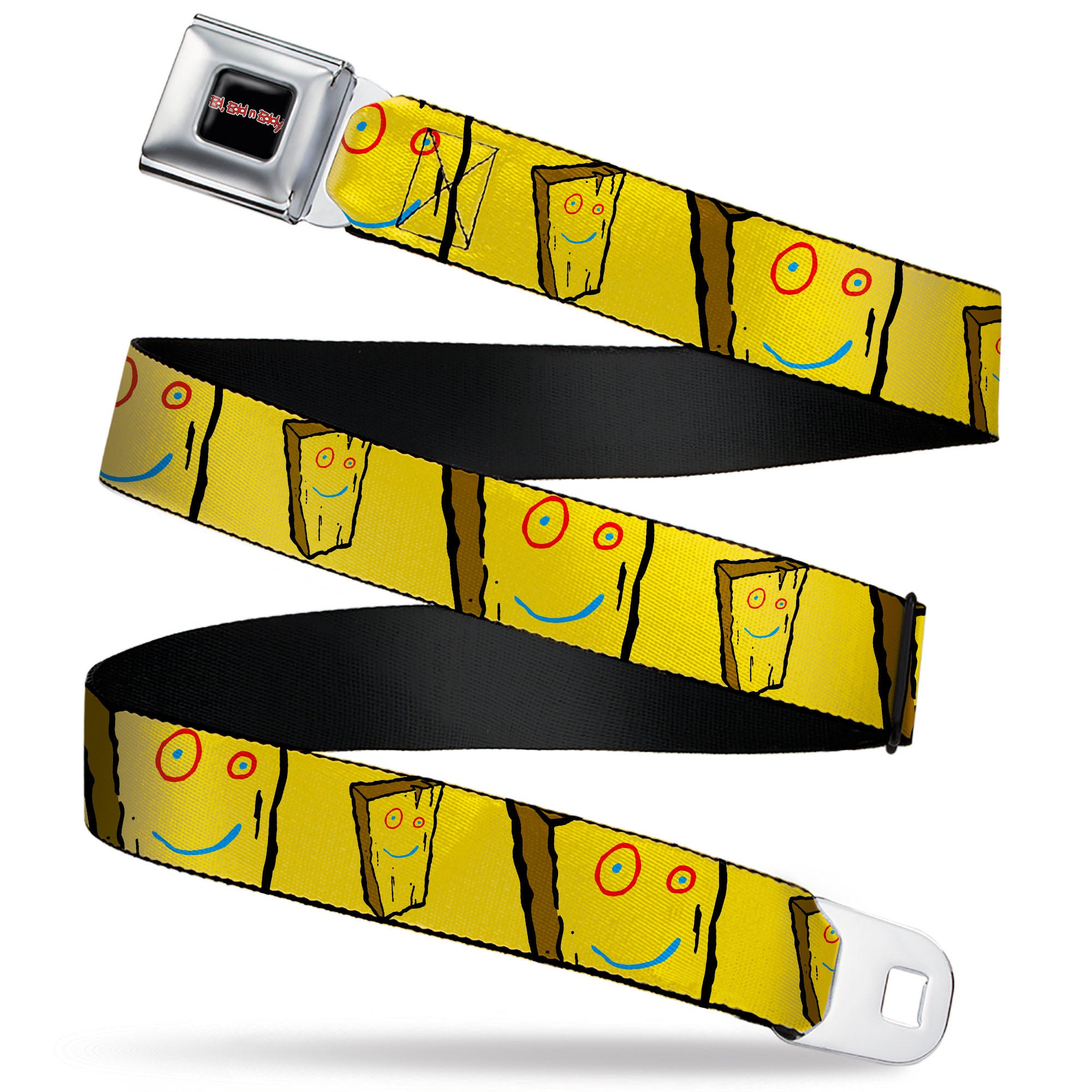 ED EDD N EDDY Title Logo Full Color Black/White/Red Seatbelt Belt - Ed Edd n Eddy Plank Smiling Face Yellow Webbing Seatbelt Belts Ed, Edd n Eddy