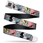 THE GRIM ADVENTURES OF BILLY & MANDY Title Logo Full Color Black/White/Red Seatbelt Belt - The Grim Adventures of Billy & Mandy Group Pose Gray Webbing Seatbelt Belts The Grim Adventures of Billy & Mandy