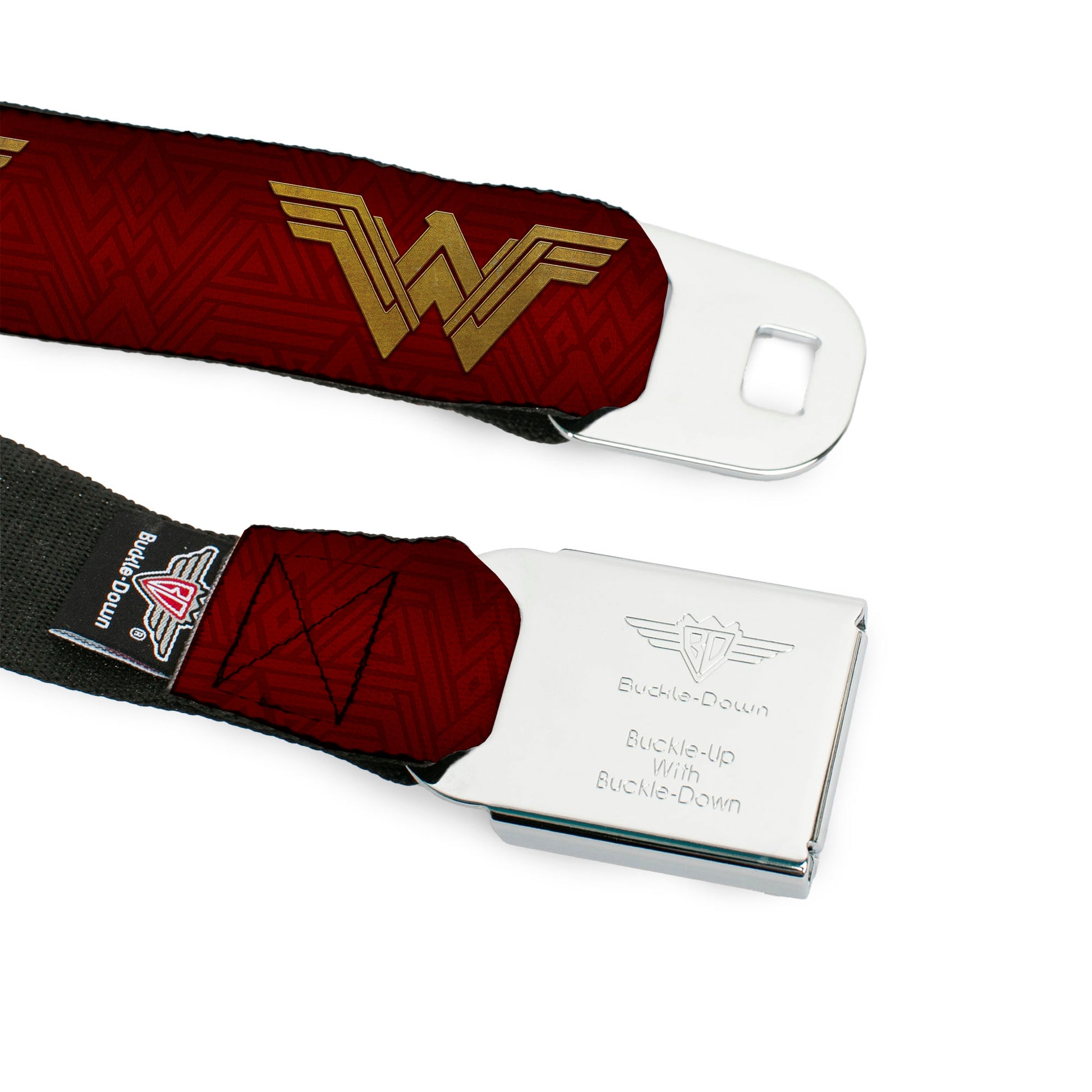Wonder Woman 2017 Icon Full Color Black/Gold Seatbelt Belt - Wonder Woman 2017 Icon Reds/Golds Webbing Seatbelt Belts DC Comics