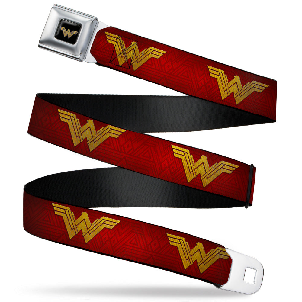 Wonder Woman 2017 Icon Full Color Black/Gold Seatbelt Belt - Wonder Woman 2017 Icon Reds/Golds Webbing Seatbelt Belts DC Comics