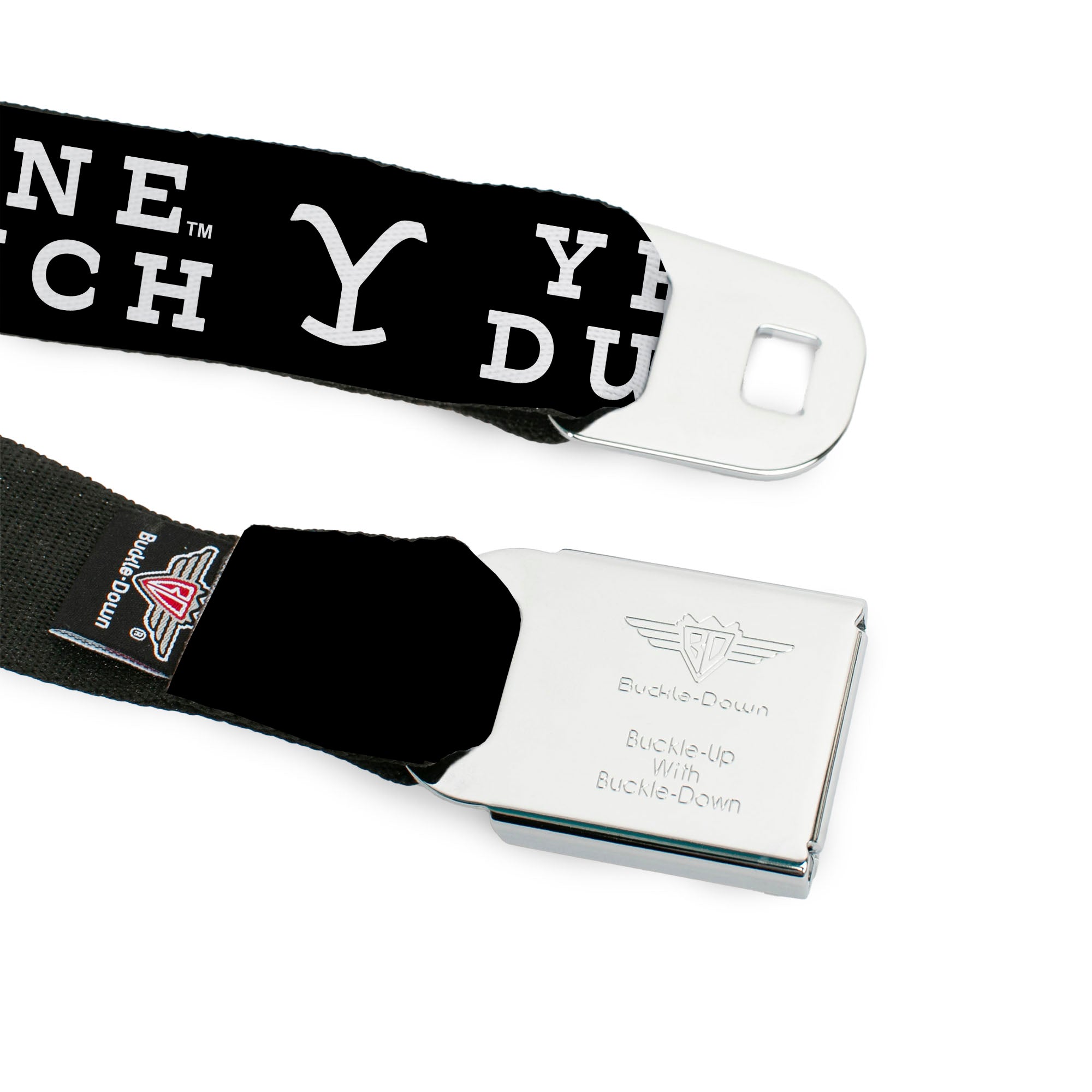 Yellowstone Y Logo Full Color Black/White Seatbelt Belt - YELLOWSTONE DUTTON RANCH and Logo Black/White Webbing Seatbelt Belts Yellowstone