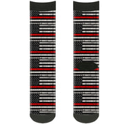 Sock Pair - Polyester - Thin Red Line Flag Weathered Black/Gray/Red - CREW Socks Buckle-Down