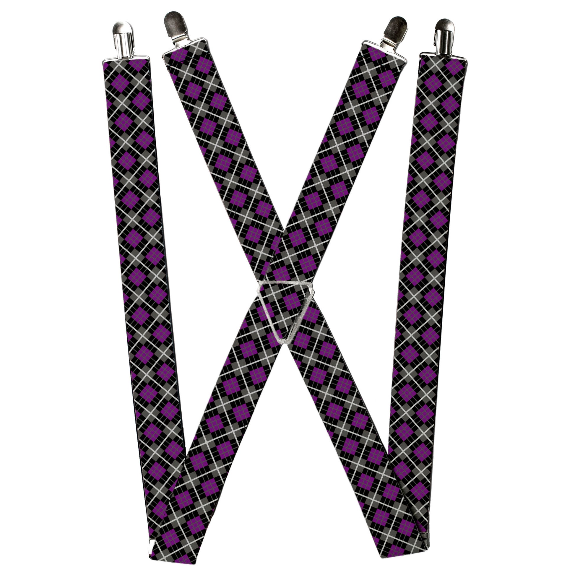 Suspenders - Argyle Black/Gray/Purple Suspenders Buckle-Down