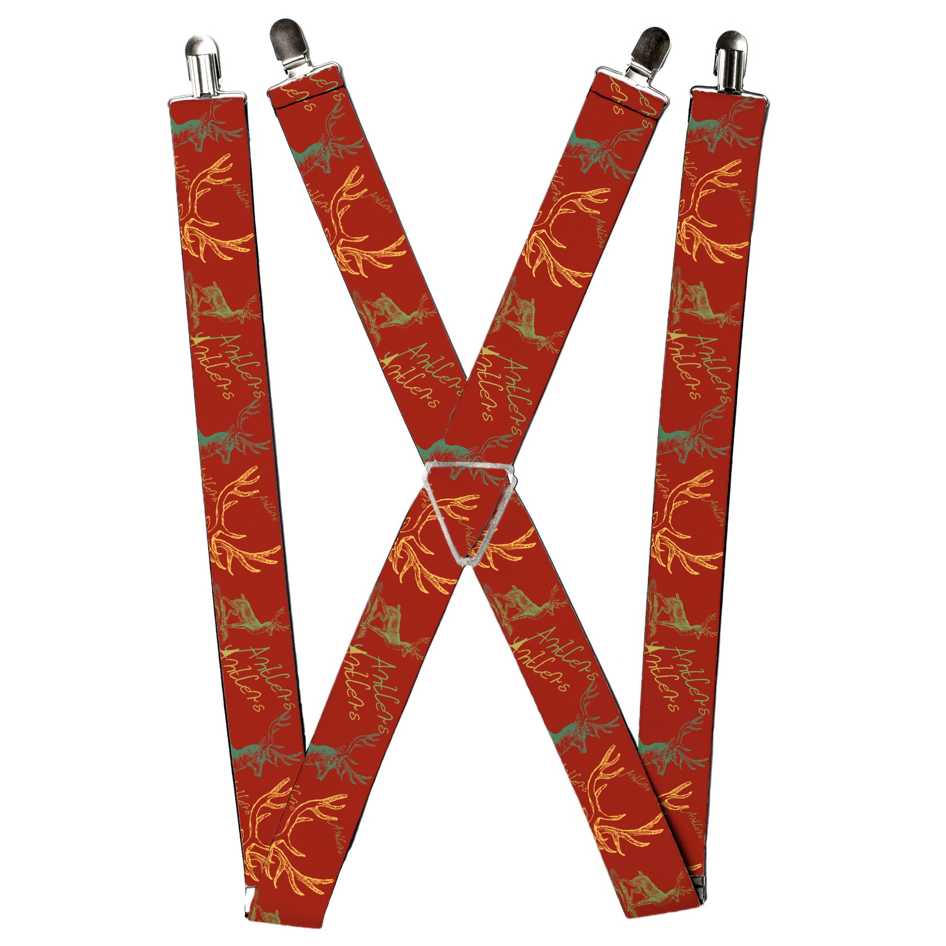 Suspenders - Antlers Brown/Turquoise/Gold Suspenders Buckle-Down